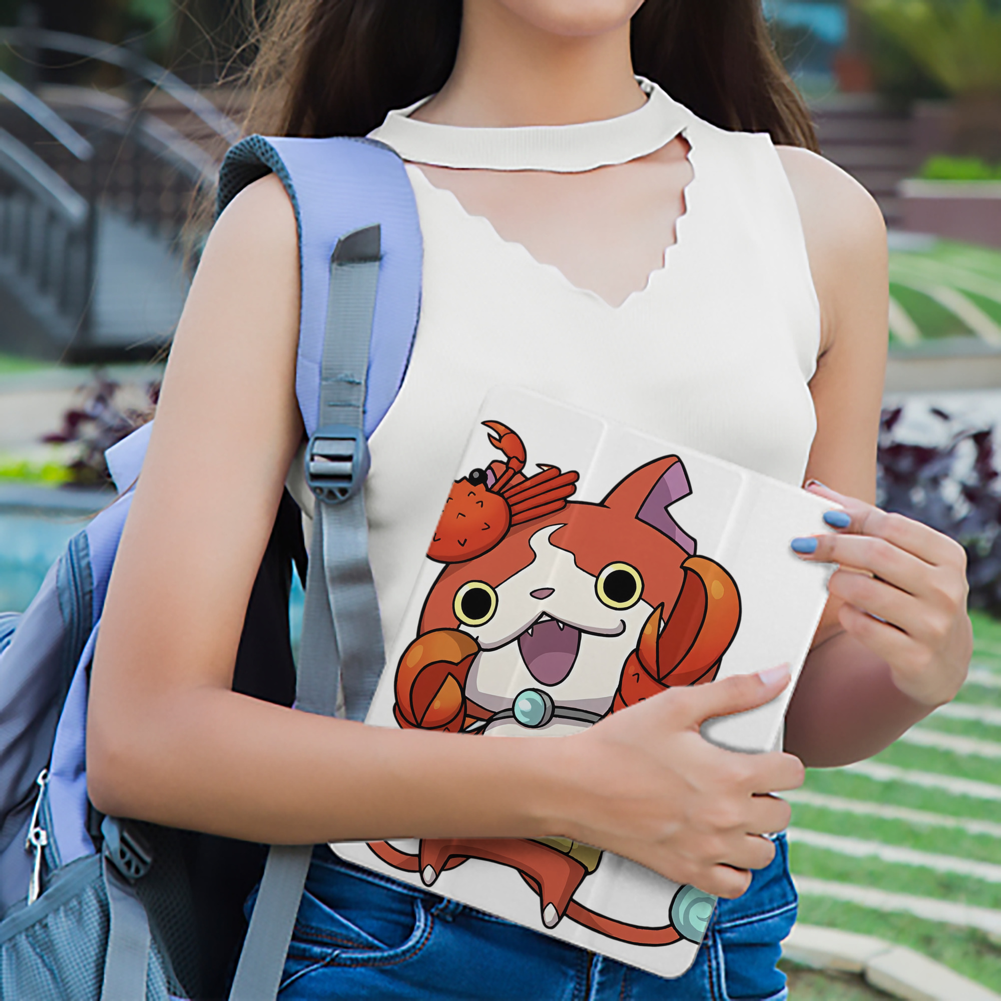妖怪ウォッチ Yo-kai Watch IPad ケース ペン収納付き 三つ折りスタンド PUレザー×シリコン 対応機種9.5/10.5/10.9インチ