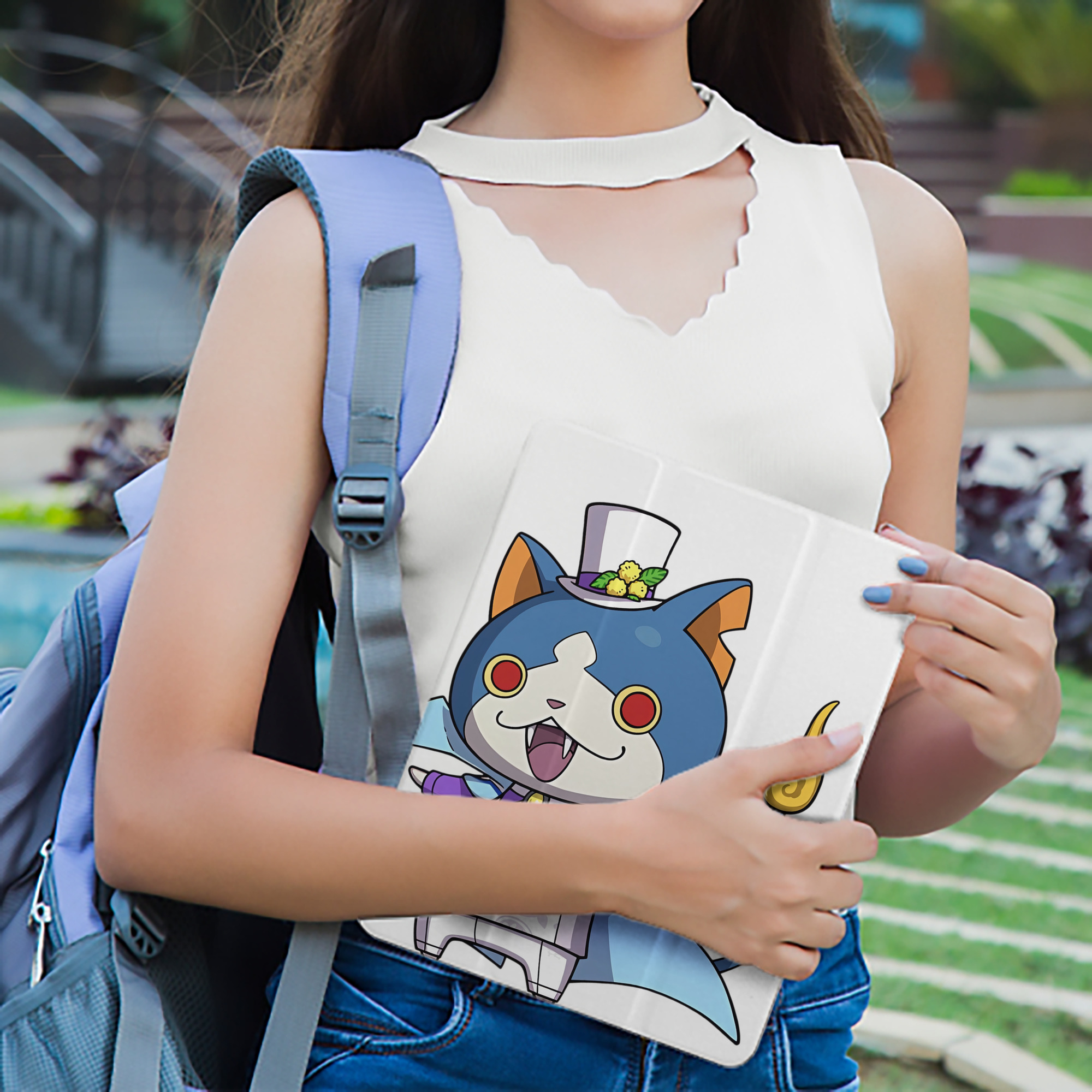妖怪ウォッチ Yo-kai Watch IPad ケース ペン収納付き 三つ折りスタンド PUレザー×シリコン 対応機種9.5/10.5/10.9インチ