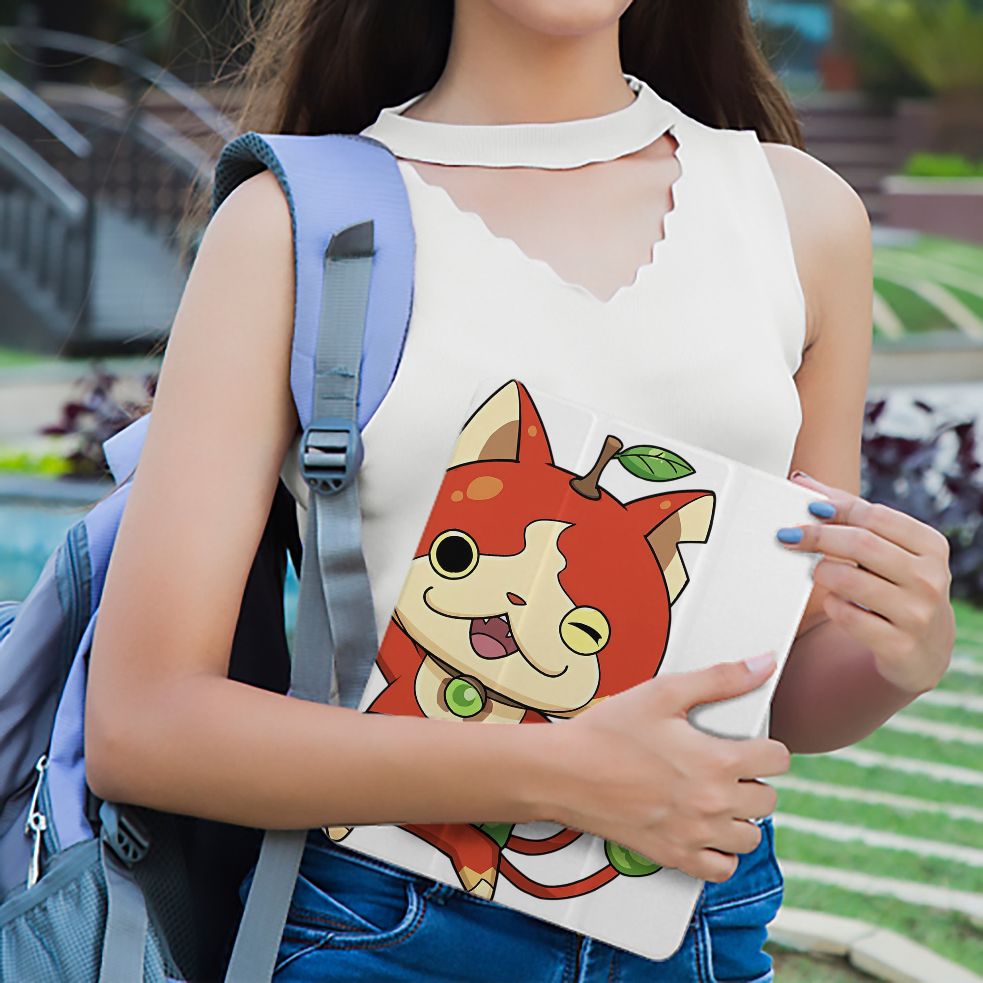 妖怪ウォッチ Yo-kai Watch IPad ケース ペン収納付き 三つ折りスタンド PUレザー×シリコン 対応機種9.5/10.5/10.9インチ