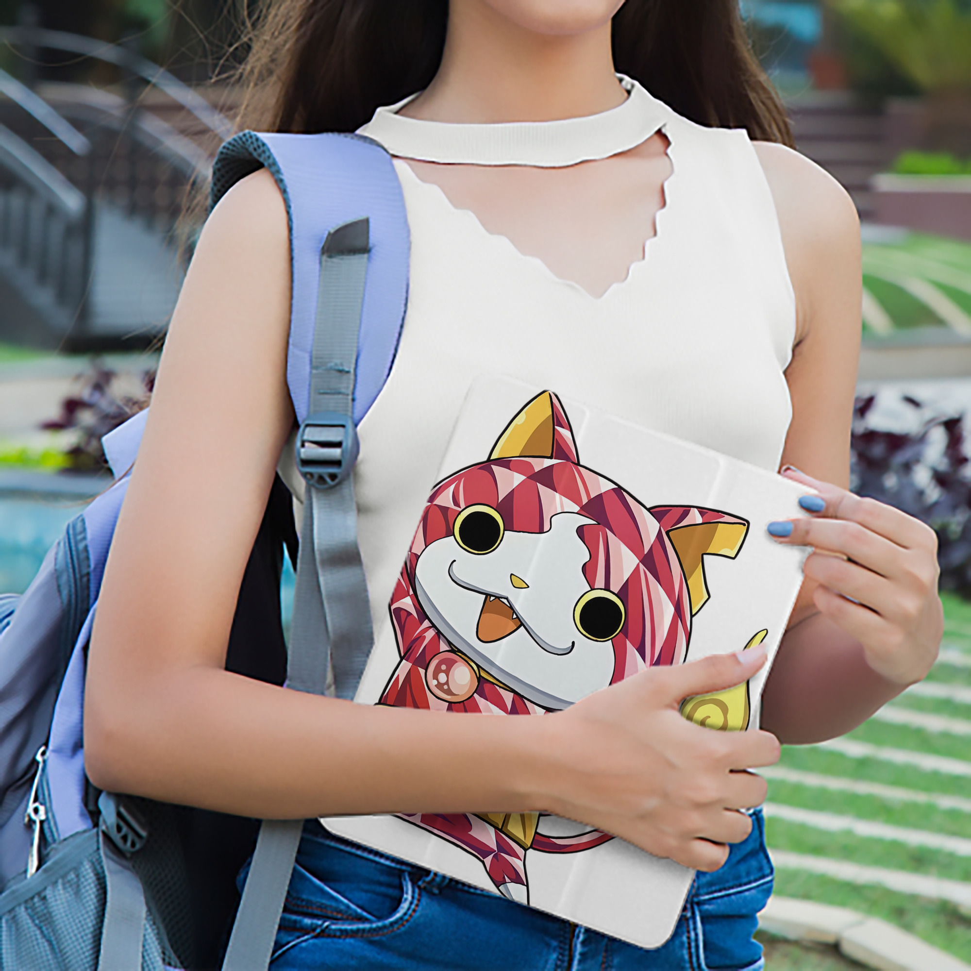 妖怪ウォッチ Yo-kai Watch IPad ケース ペン収納付き 三つ折りスタンド PUレザー×シリコン 対応機種9.5/10.5/10.9インチ