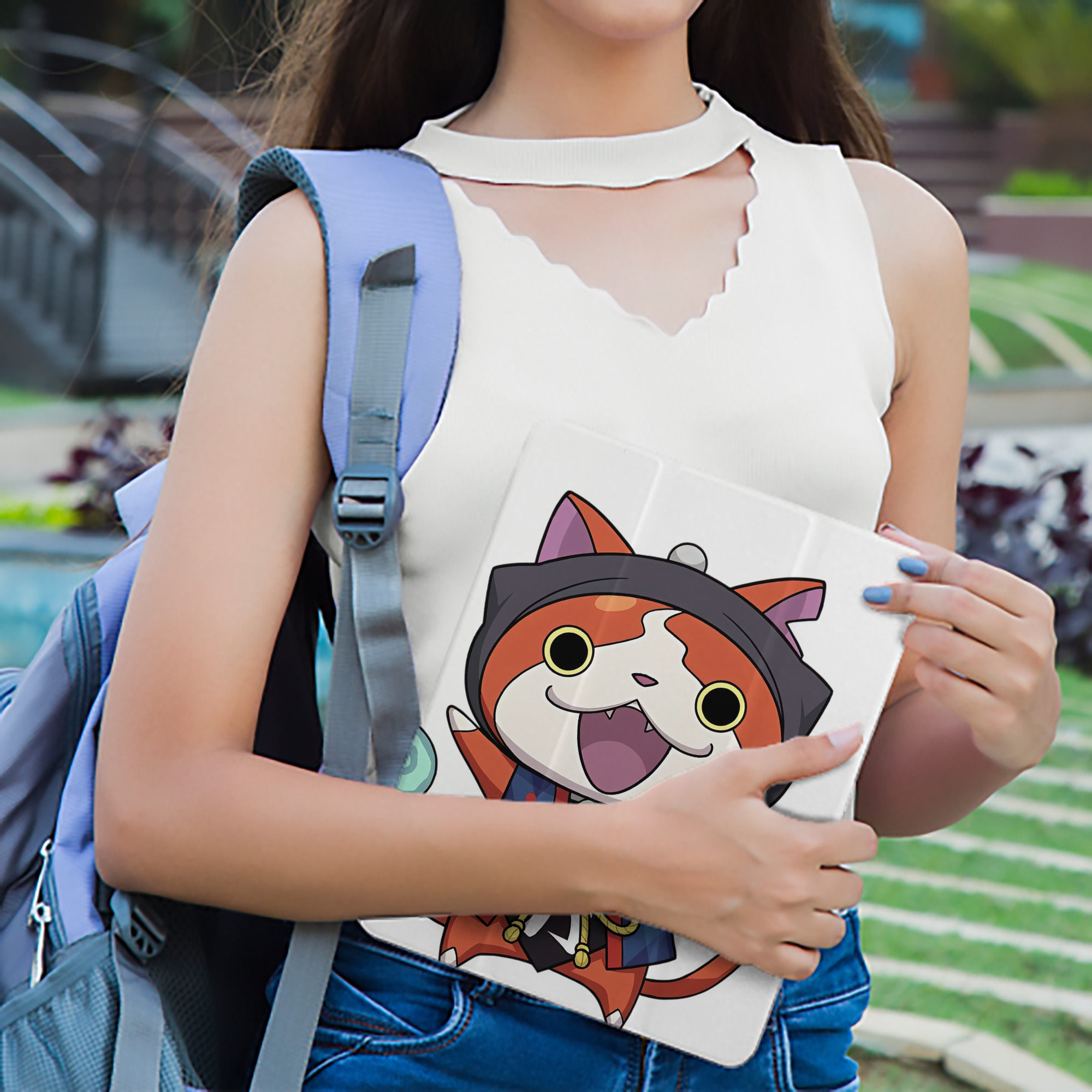 妖怪ウォッチ Yo-kai Watch IPad ケース ペン収納付き 三つ折りスタンド PUレザー×シリコン 対応機種9.5/10.5/10.9インチ