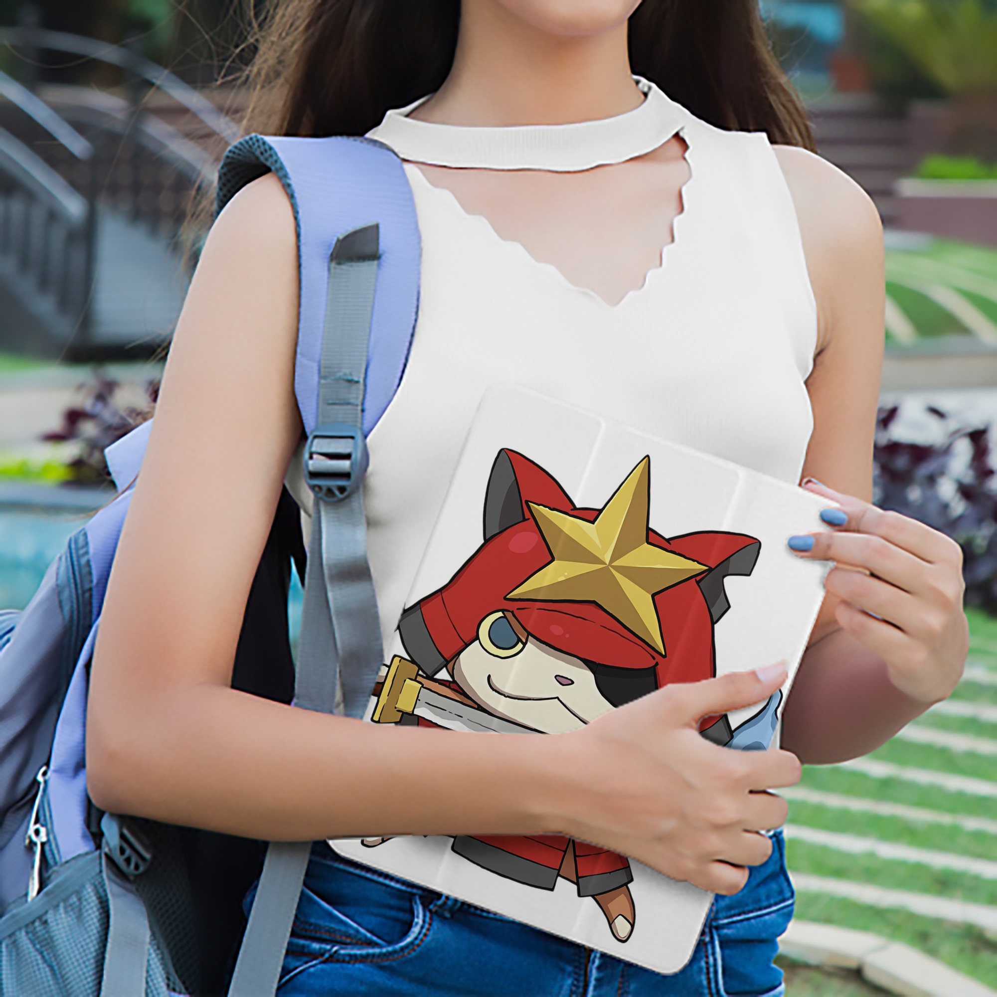 妖怪ウォッチ Yo-kai Watch IPad ケース ペン収納付き 三つ折りスタンド PUレザー×シリコン 対応機種9.5/10.5/10.9インチ