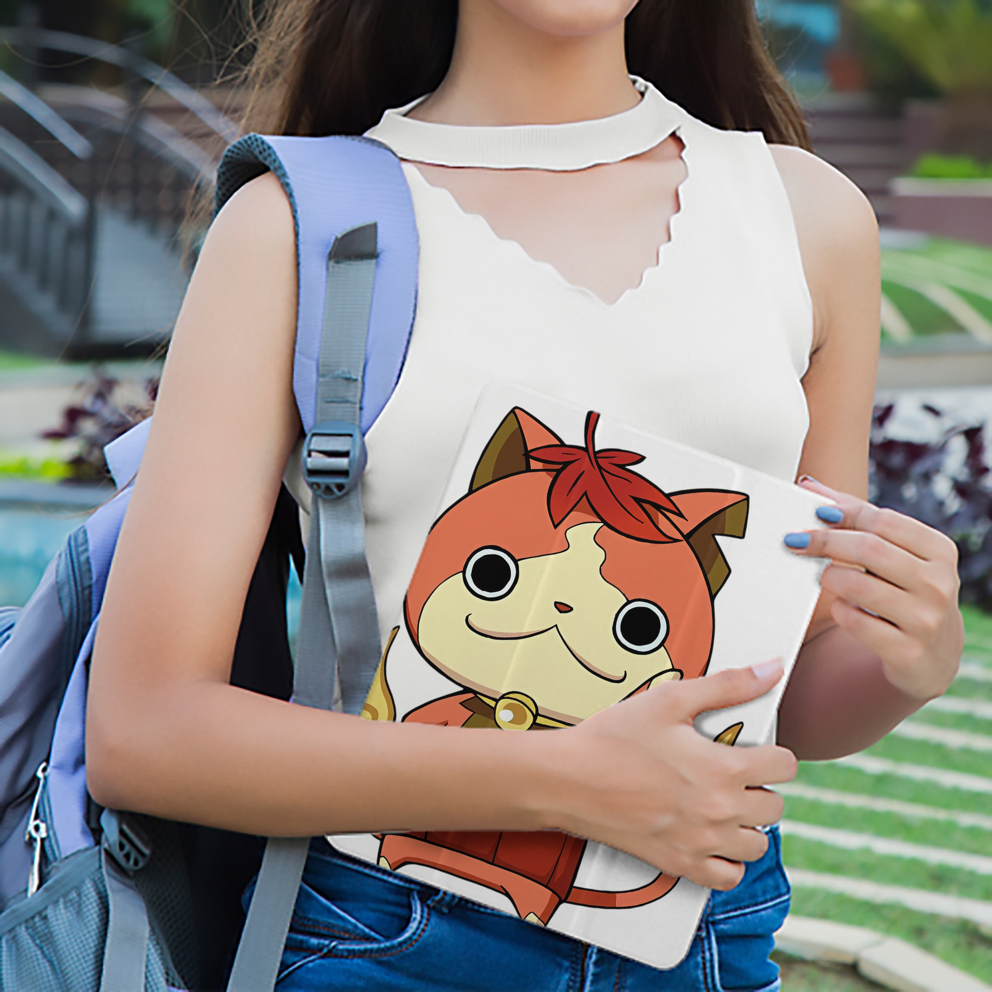 妖怪ウォッチ Yo-kai Watch IPad ケース ペン収納付き 三つ折りスタンド PUレザー×シリコン 対応機種9.5/10.5/10.9インチ