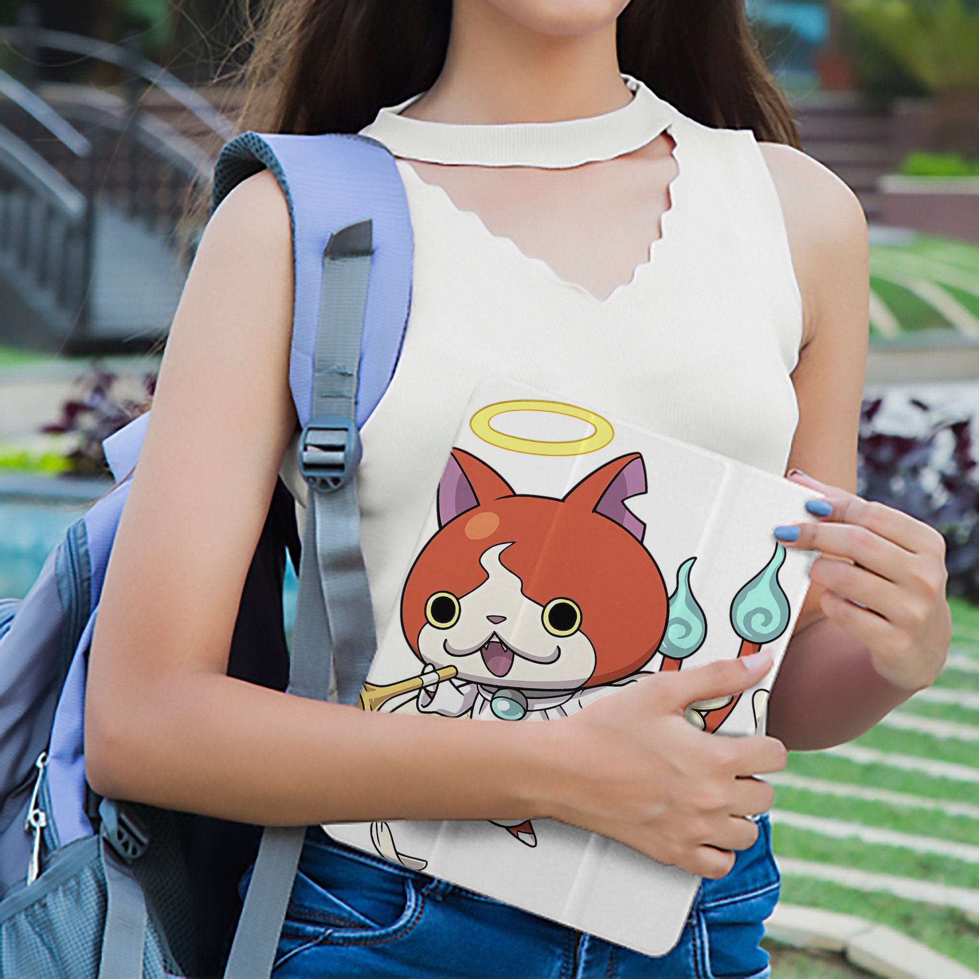 妖怪ウォッチ Yo-kai Watch IPad ケース ペン収納付き 三つ折りスタンド PUレザー×シリコン 対応機種9.5/10.5/10.9インチ