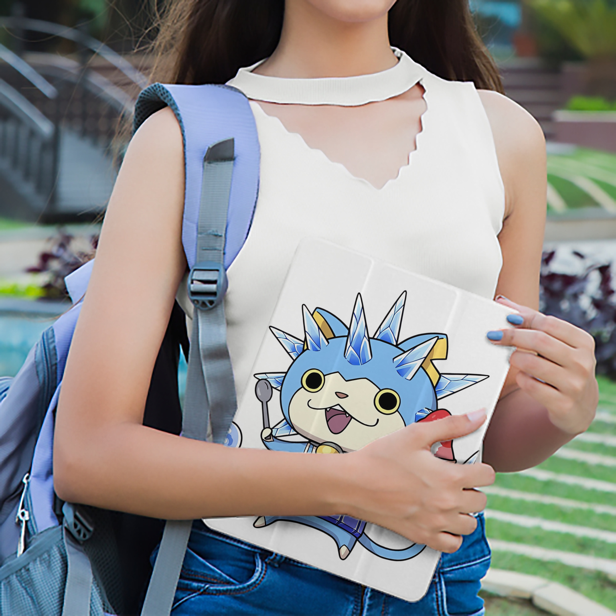 妖怪ウォッチ Yo-kai Watch IPad ケース ペン収納付き 三つ折りスタンド PUレザー×シリコン 対応機種9.5/10.5/10.9インチ