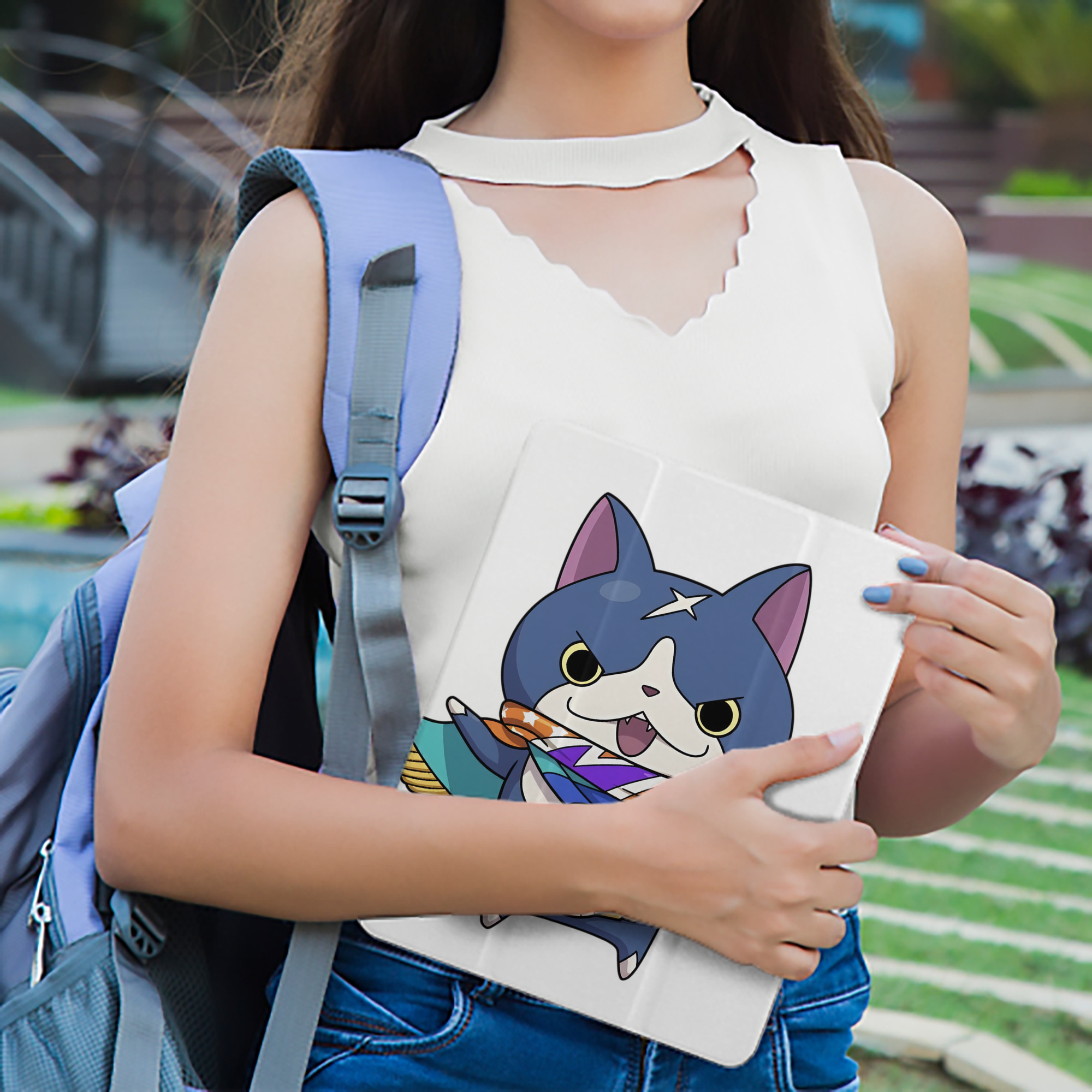 妖怪ウォッチ Yo-kai Watch IPad ケース ペン収納付き 三つ折りスタンド PUレザー×シリコン 対応機種9.5/10.5/10.9インチ