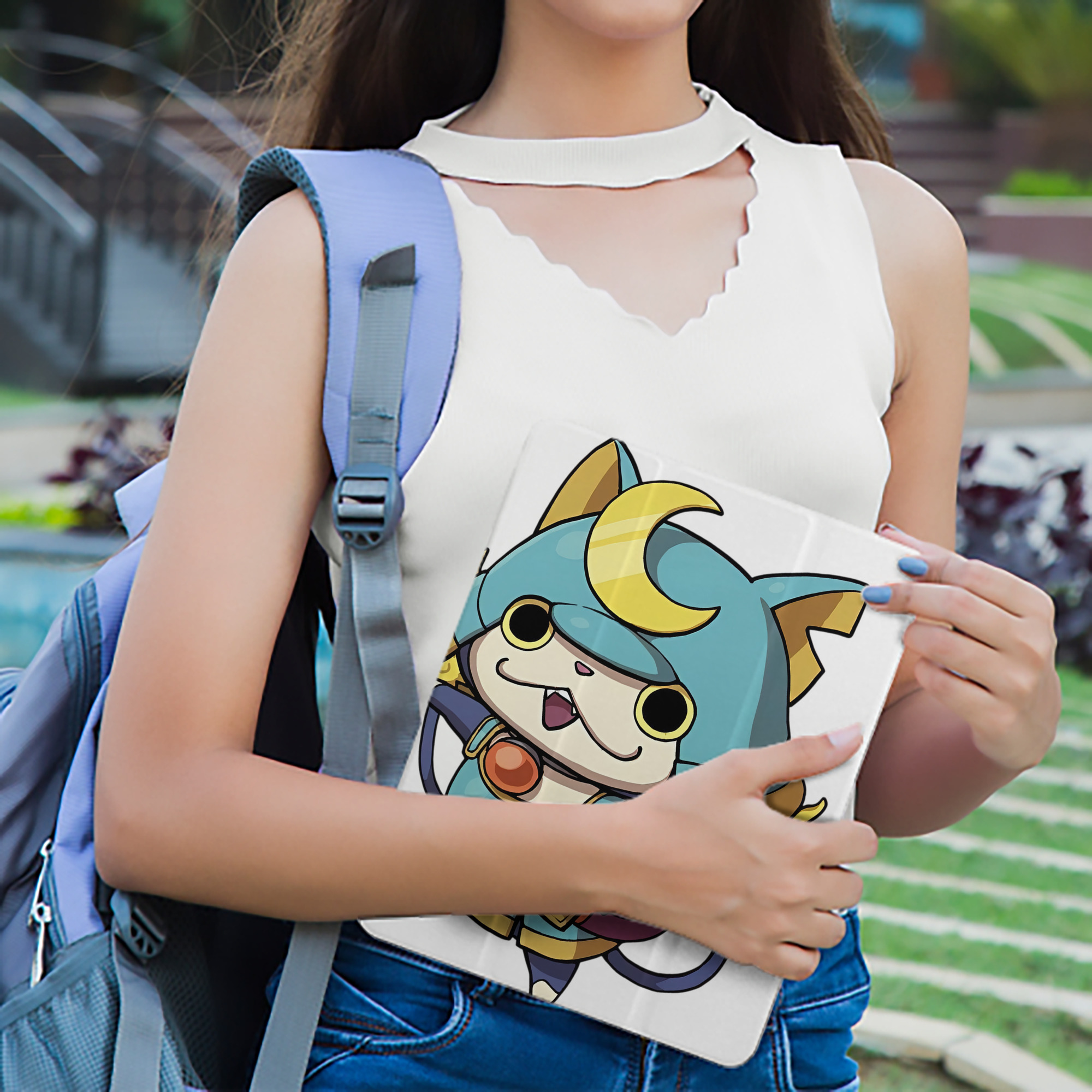 妖怪ウォッチ Yo-kai Watch IPad ケース ペン収納付き 三つ折りスタンド PUレザー×シリコン 対応機種9.5/10.5/10.9インチ