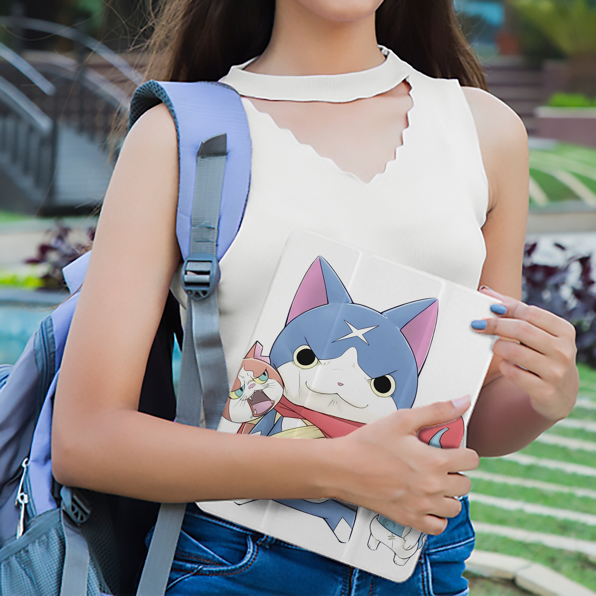 妖怪ウォッチ Yo-kai Watch IPad ケース ペン収納付き 三つ折りスタンド PUレザー×シリコン 対応機種9.5/10.5/10.9インチ