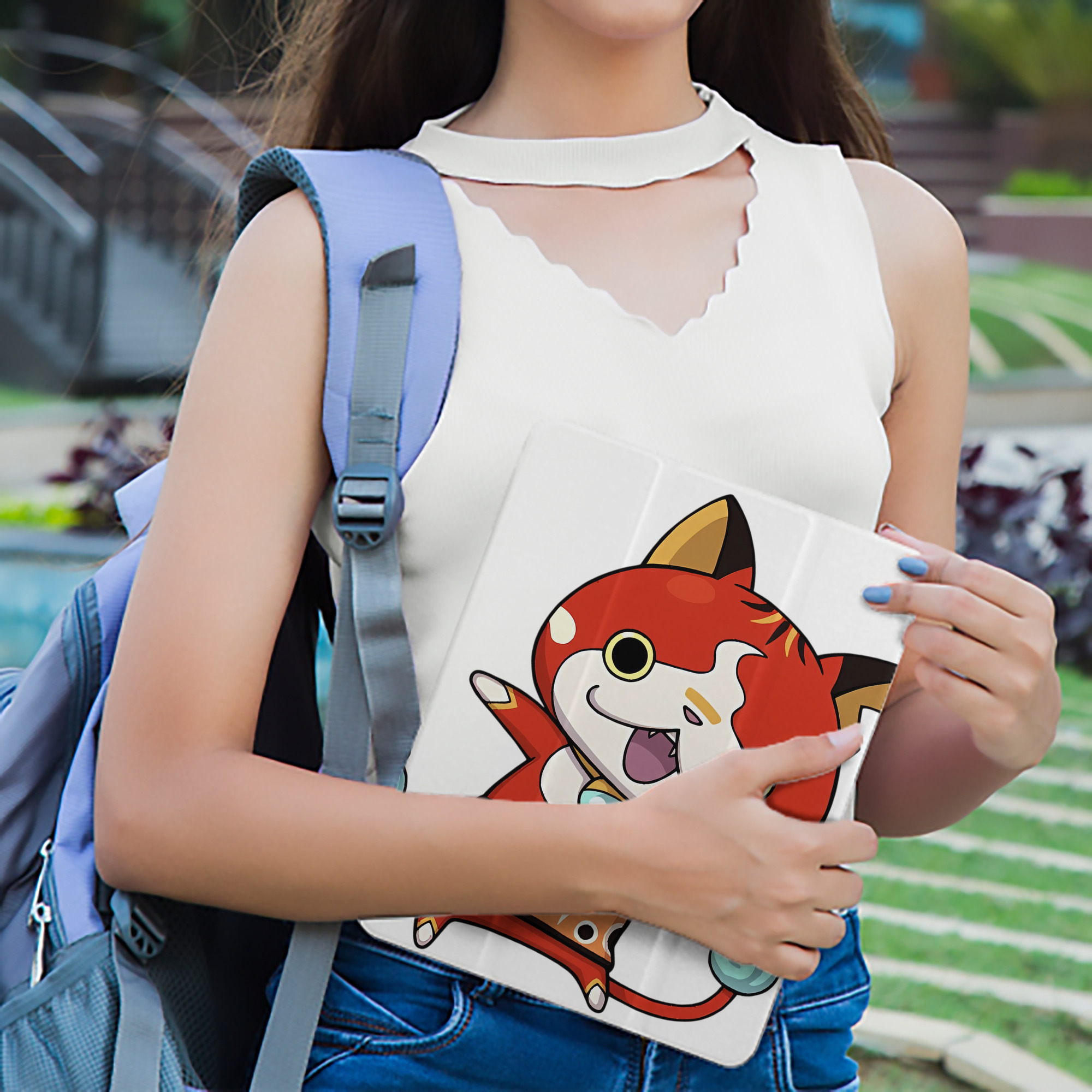 妖怪ウォッチ Yo-kai Watch IPad ケース ペン収納付き 三つ折りスタンド PUレザー×シリコン 対応機種9.5/10.5/10.9インチ