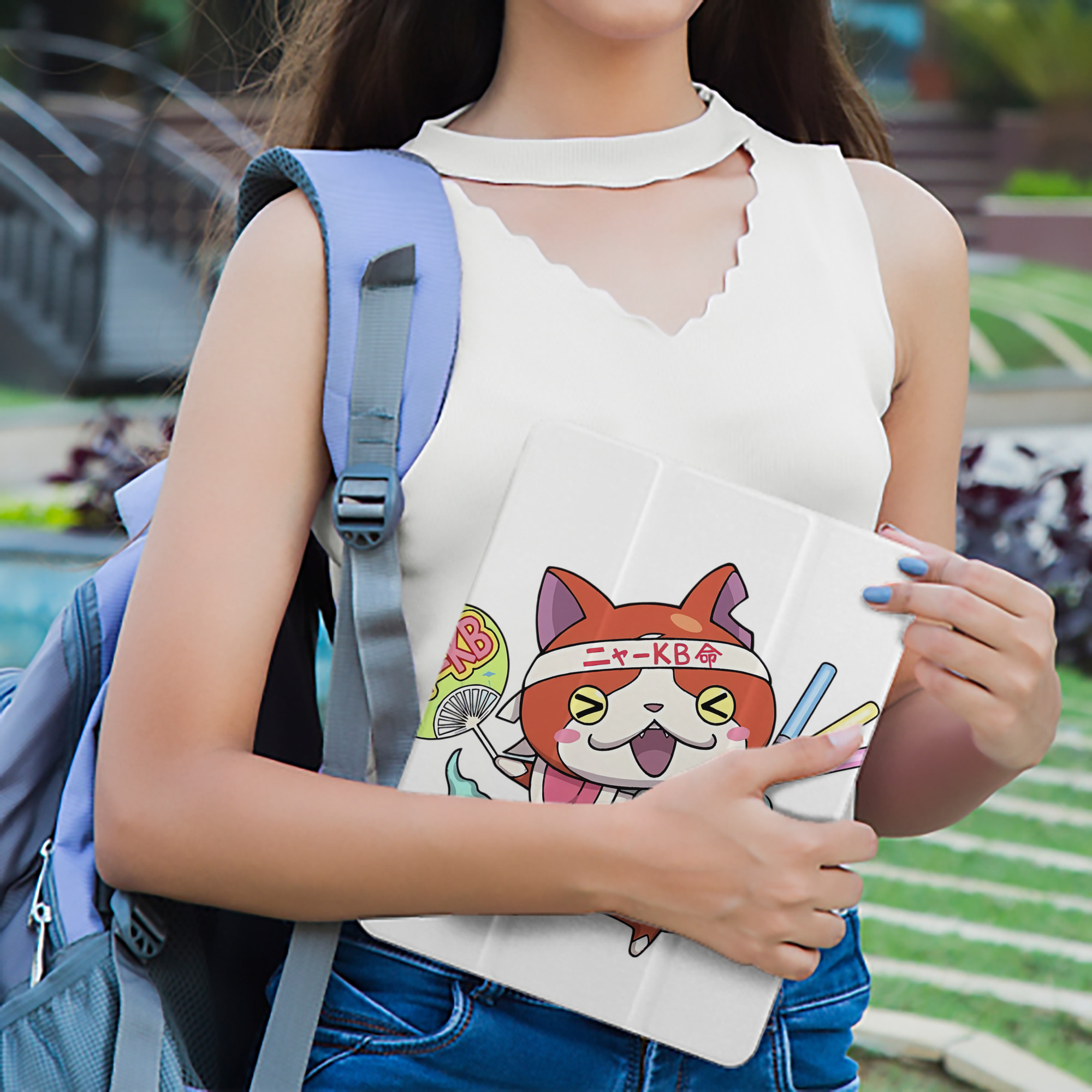 妖怪ウォッチ Yo-kai Watch IPad ケース ペン収納付き 三つ折りスタンド PUレザー×シリコン 対応機種9.5/10.5/10.9インチ