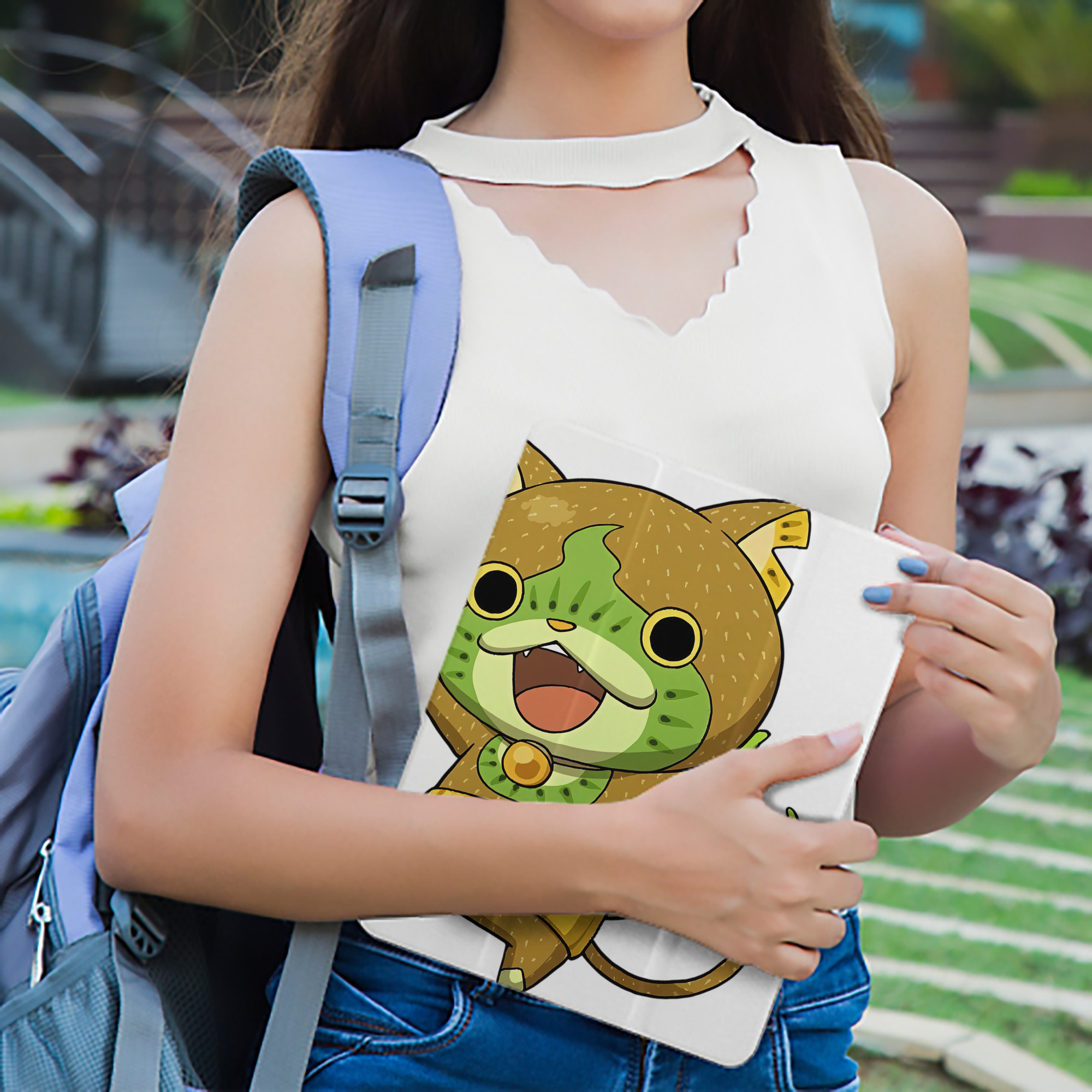 妖怪ウォッチ Yo-kai Watch IPad ケース ペン収納付き 三つ折りスタンド PUレザー×シリコン 対応機種9.5/10.5/10.9インチ