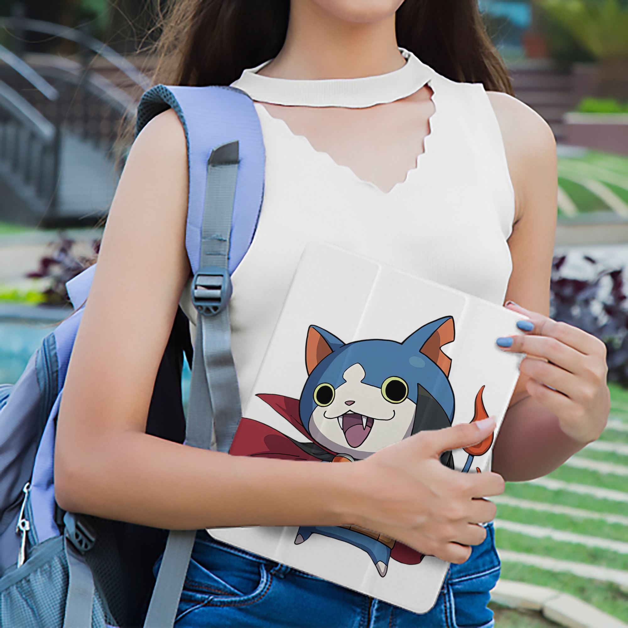 妖怪ウォッチ Yo-kai Watch IPad ケース ペン収納付き 三つ折りスタンド PUレザー×シリコン 対応機種9.5/10.5/10.9インチ