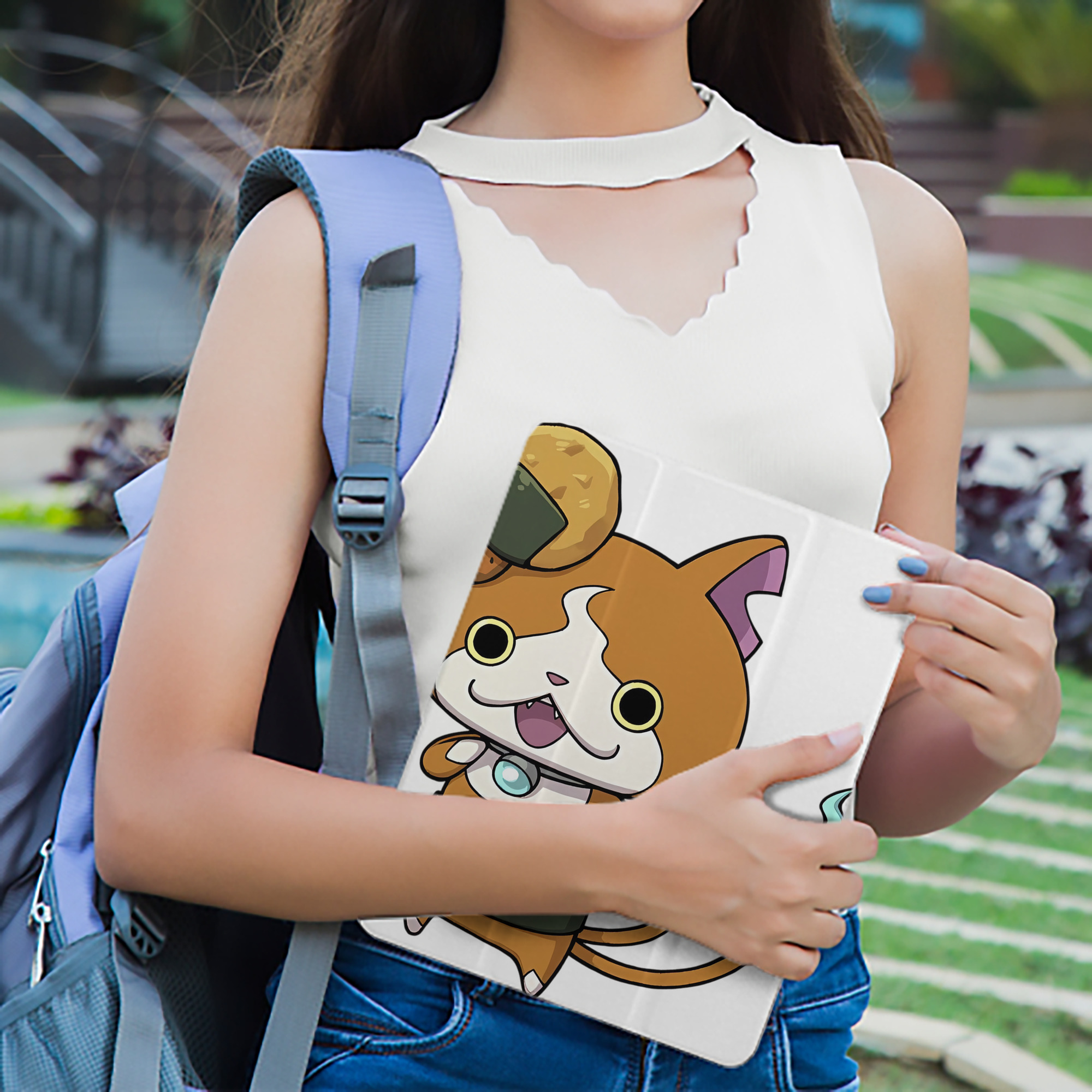 妖怪ウォッチ Yo-kai Watch IPad ケース ペン収納付き 三つ折りスタンド PUレザー×シリコン 対応機種9.5/10.5/10.9インチ
