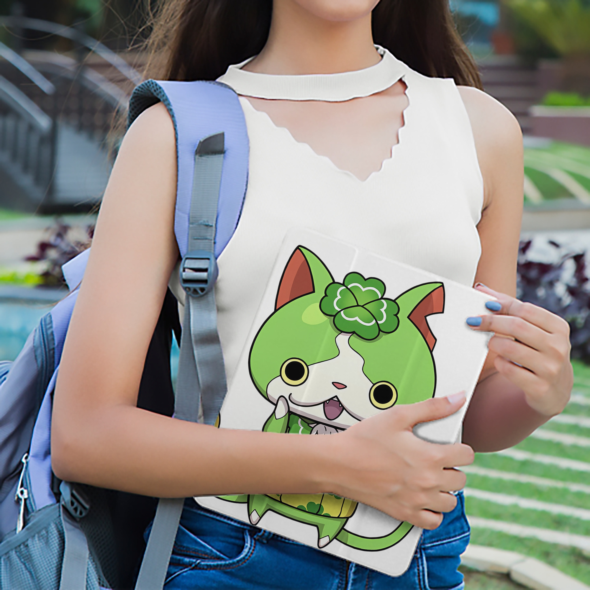 妖怪ウォッチ Yo-kai Watch IPad ケース ペン収納付き 三つ折りスタンド PUレザー×シリコン 対応機種9.5/10.5/10.9インチ