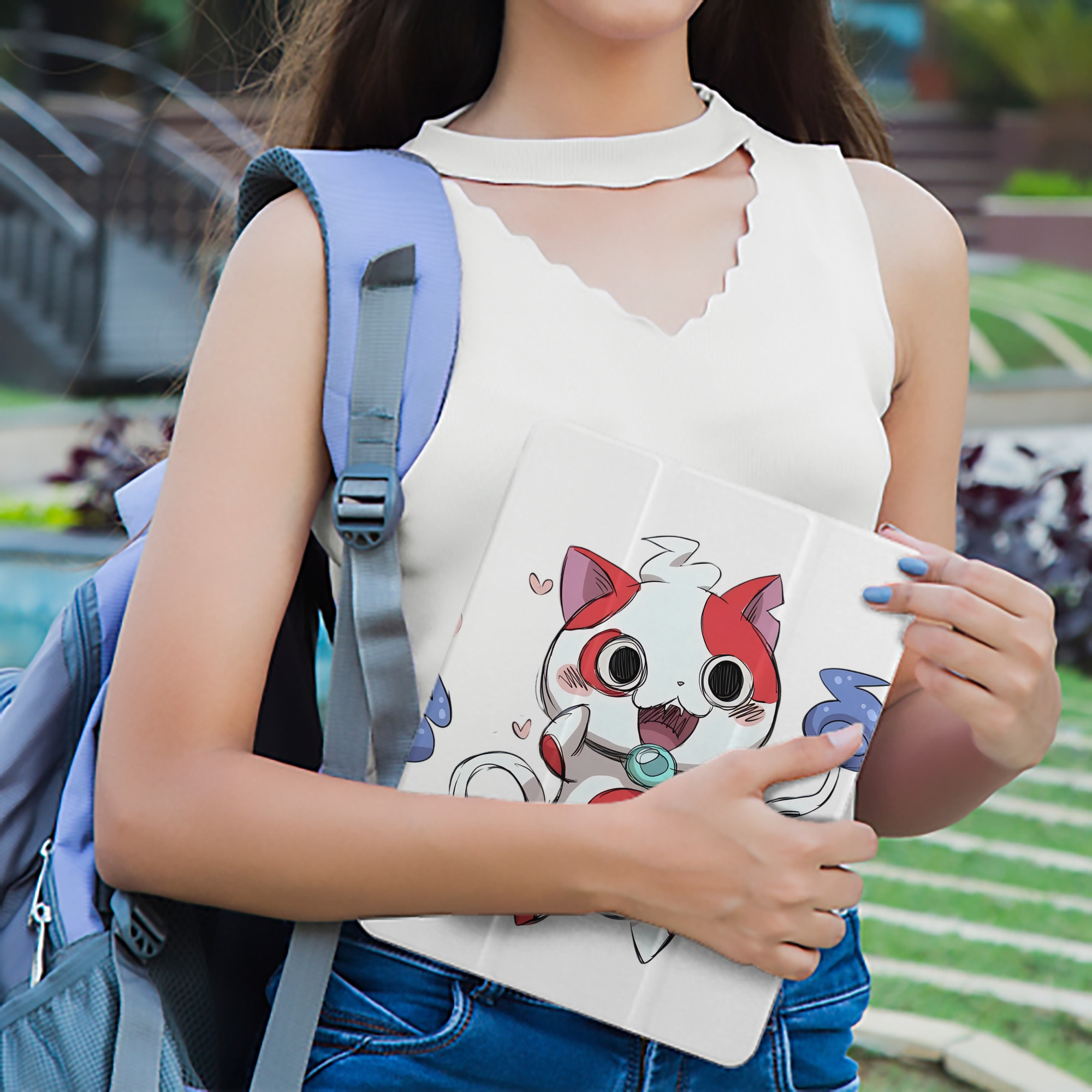 妖怪ウォッチ Yo-kai Watch IPad ケース ペン収納付き 三つ折りスタンド PUレザー×シリコン 対応機種9.5/10.5/10.9インチ