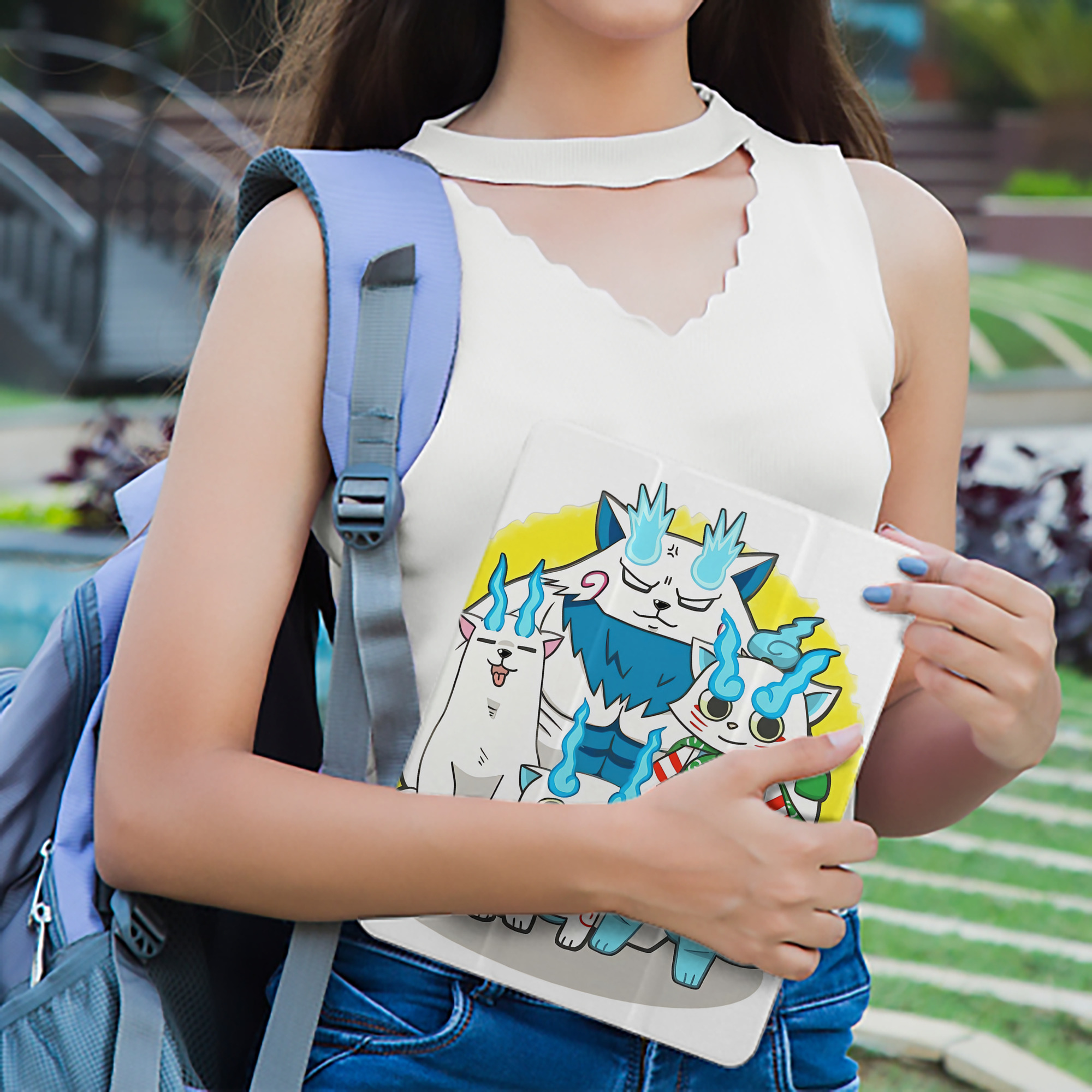妖怪ウォッチ Yo-kai Watch IPad ケース ペン収納付き 三つ折りスタンド PUレザー×シリコン 対応機種9.5/10.5/10.9インチ