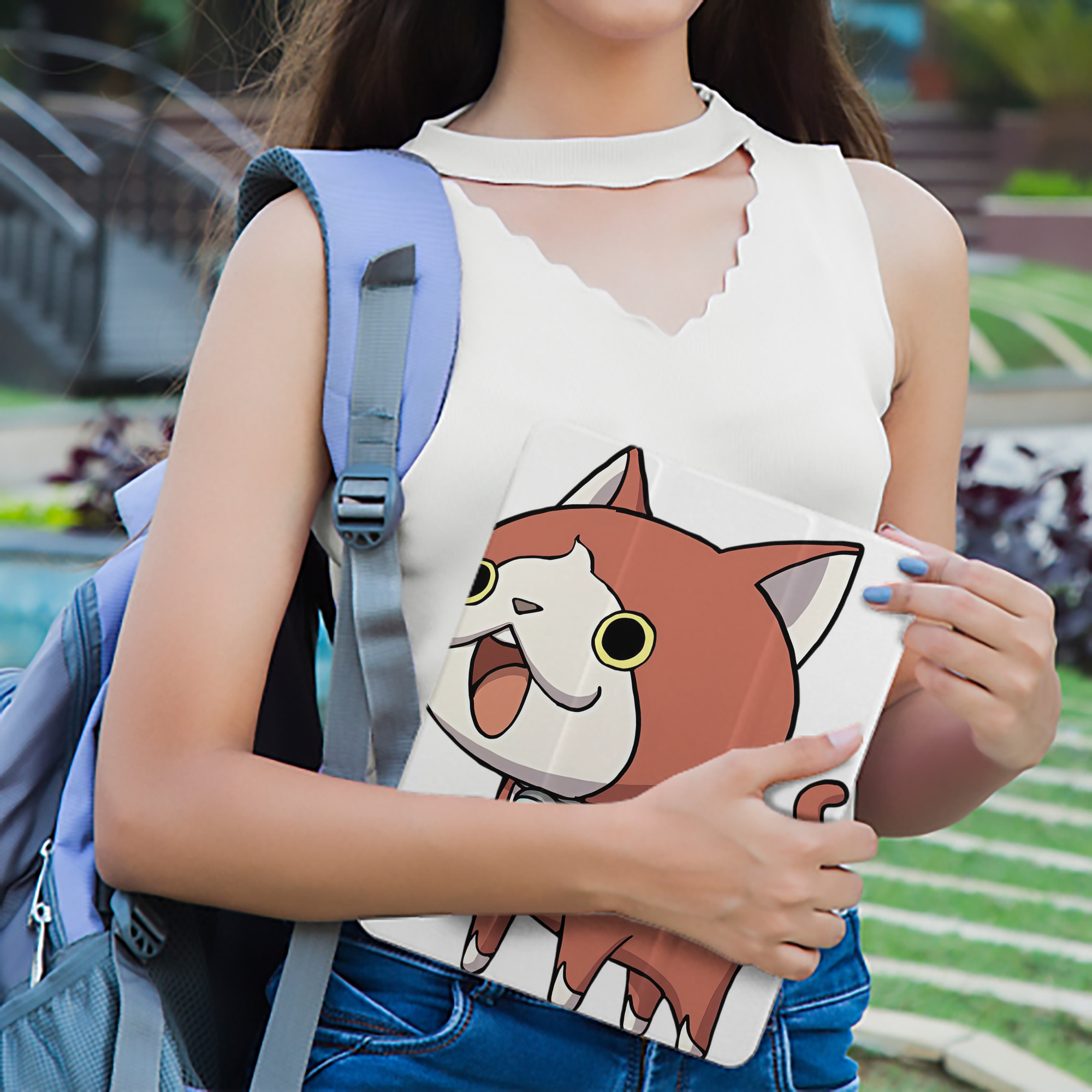 妖怪ウォッチ Yo-kai Watch IPad ケース ペン収納付き 三つ折りスタンド PUレザー×シリコン 対応機種9.5/10.5/10.9インチ