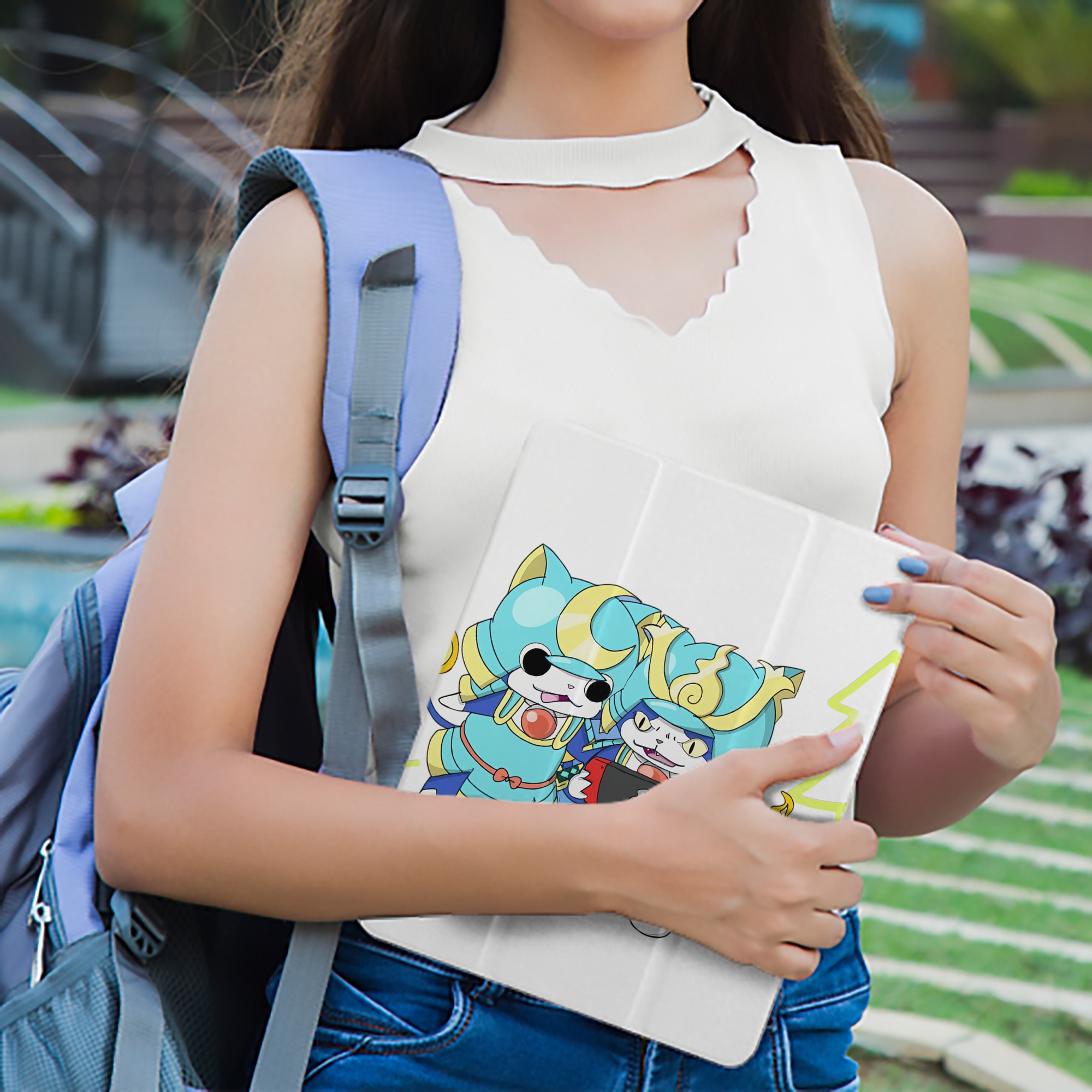 妖怪ウォッチ Yo-kai Watch IPad ケース ペン収納付き 三つ折りスタンド PUレザー×シリコン 対応機種9.5/10.5/10.9インチ