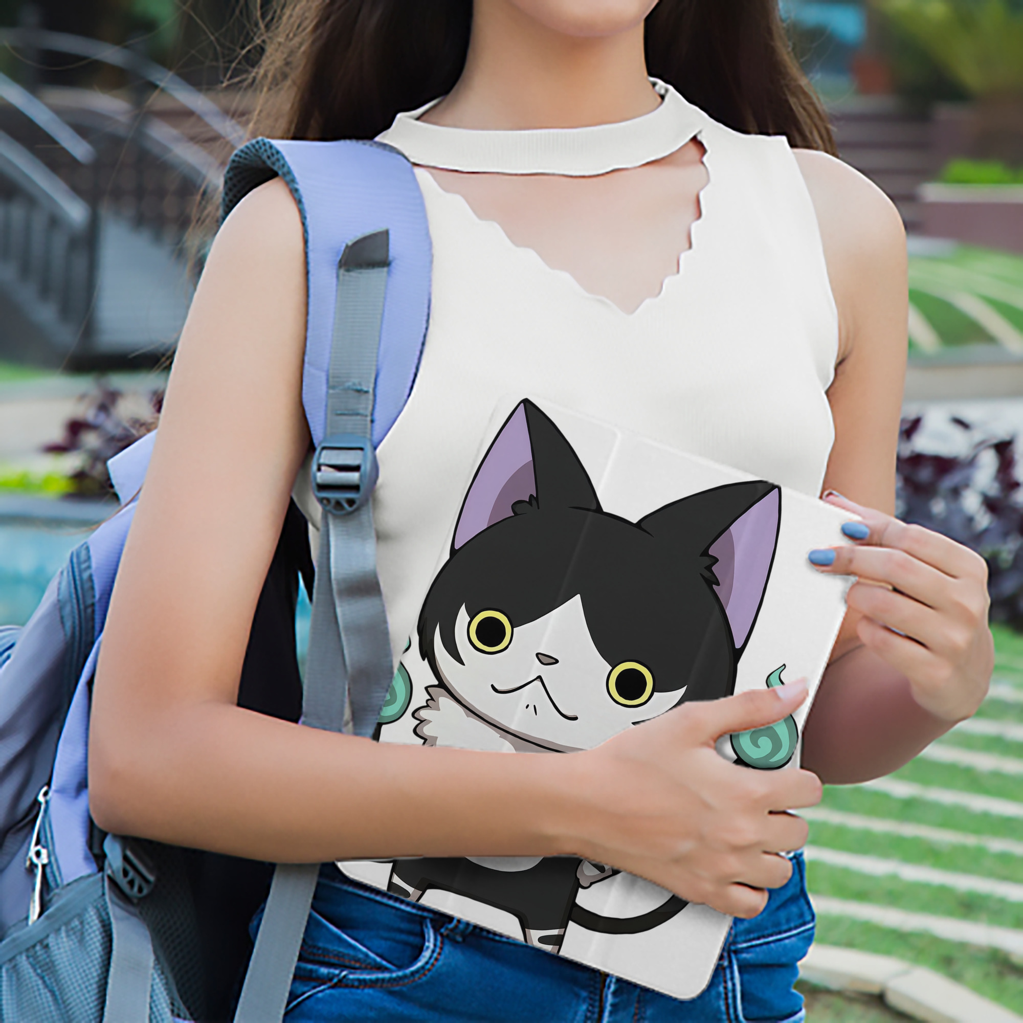 妖怪ウォッチ Yo-kai Watch IPad ケース ペン収納付き 三つ折りスタンド PUレザー×シリコン 対応機種9.5/10.5/10.9インチ