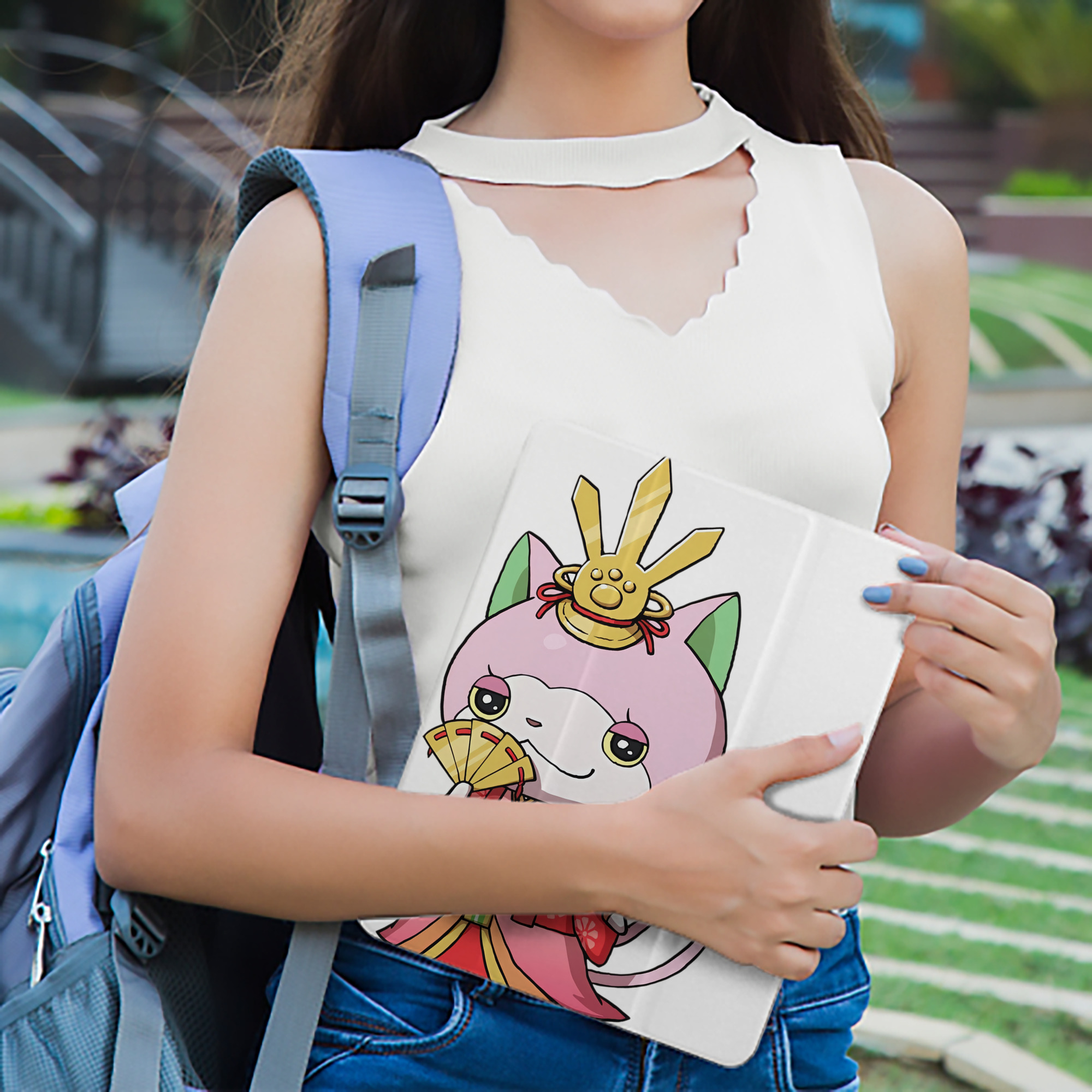 妖怪ウォッチ Yo-kai Watch IPad ケース ペン収納付き 三つ折りスタンド PUレザー×シリコン 対応機種9.5/10.5/10.9インチ