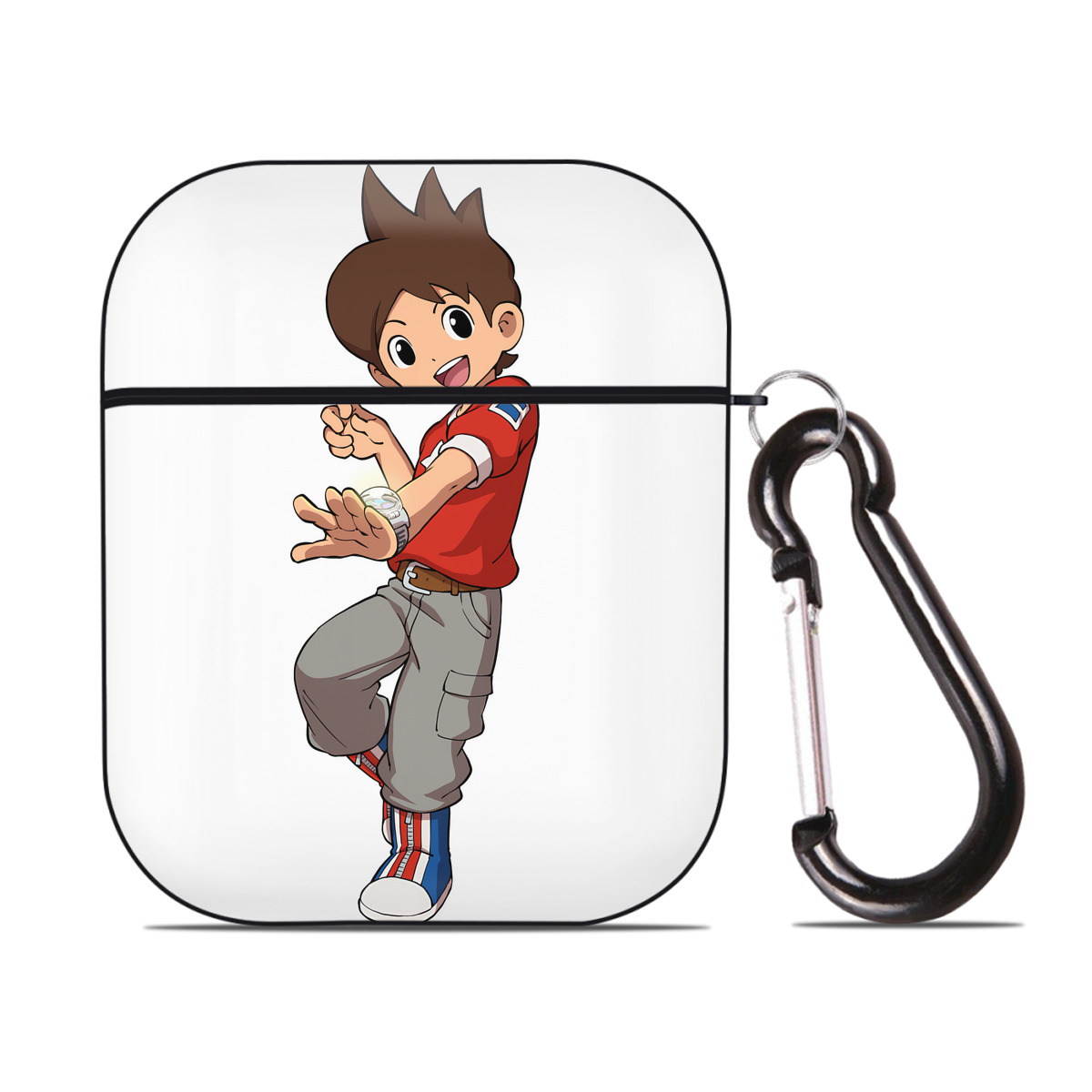（画像用） 妖怪ウォッチ Yo-kai Watch AirPods 第2世代保護ケース ハードシェル ブラック 耐衝撃・防指紋・カラビナ付き