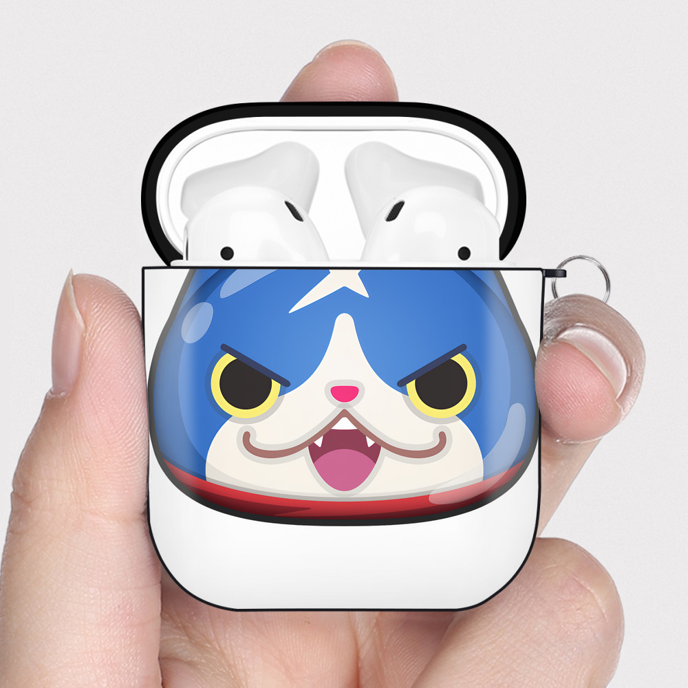 （画像用） 妖怪ウォッチ Yo-kai Watch AirPods 第2世代保護ケース ハードシェル ブラック 耐衝撃・防指紋・カラビナ付き