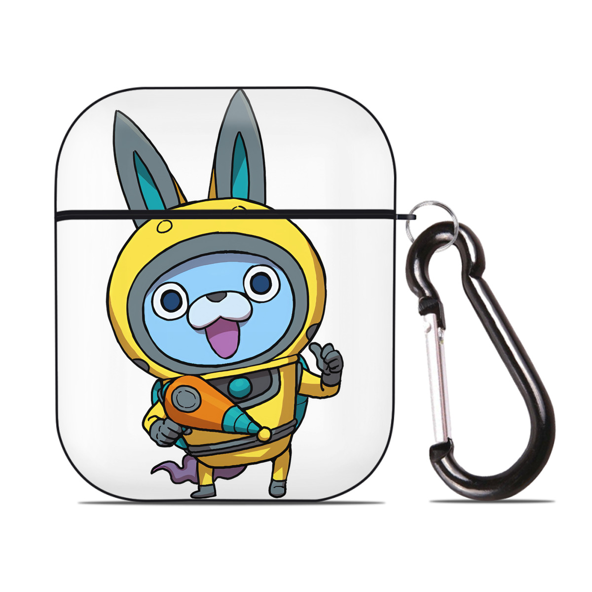 （画像用） 妖怪ウォッチ Yo-kai Watch AirPods 第2世代保護ケース ハードシェル ブラック 耐衝撃・防指紋・カラビナ付き
