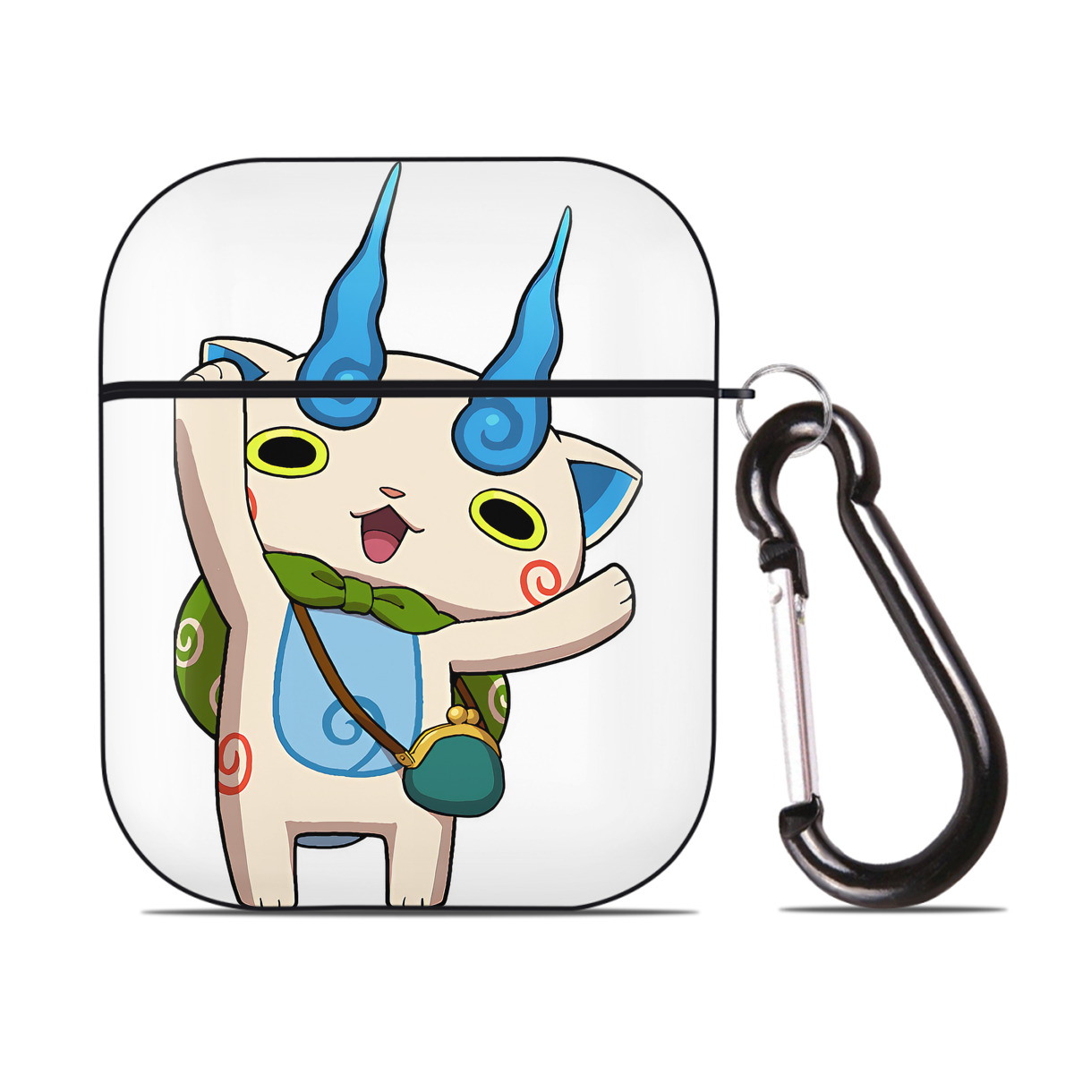 （画像用） 妖怪ウォッチ Yo-kai Watch AirPods 第2世代保護ケース ハードシェル ブラック 耐衝撃・防指紋・カラビナ付き