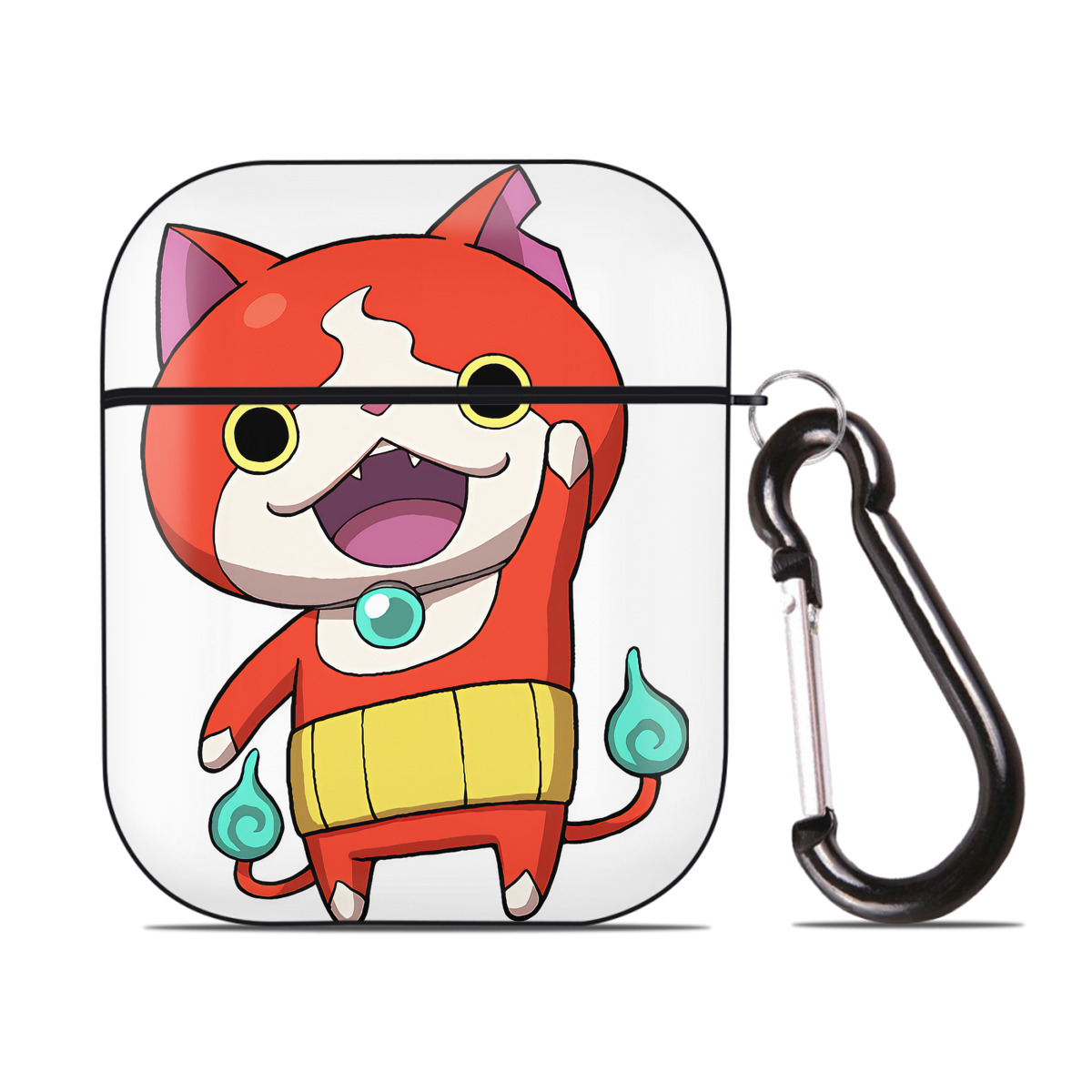 （画像用） 妖怪ウォッチ Yo-kai Watch AirPods 第2世代保護ケース ハードシェル ブラック 耐衝撃・防指紋・カラビナ付き