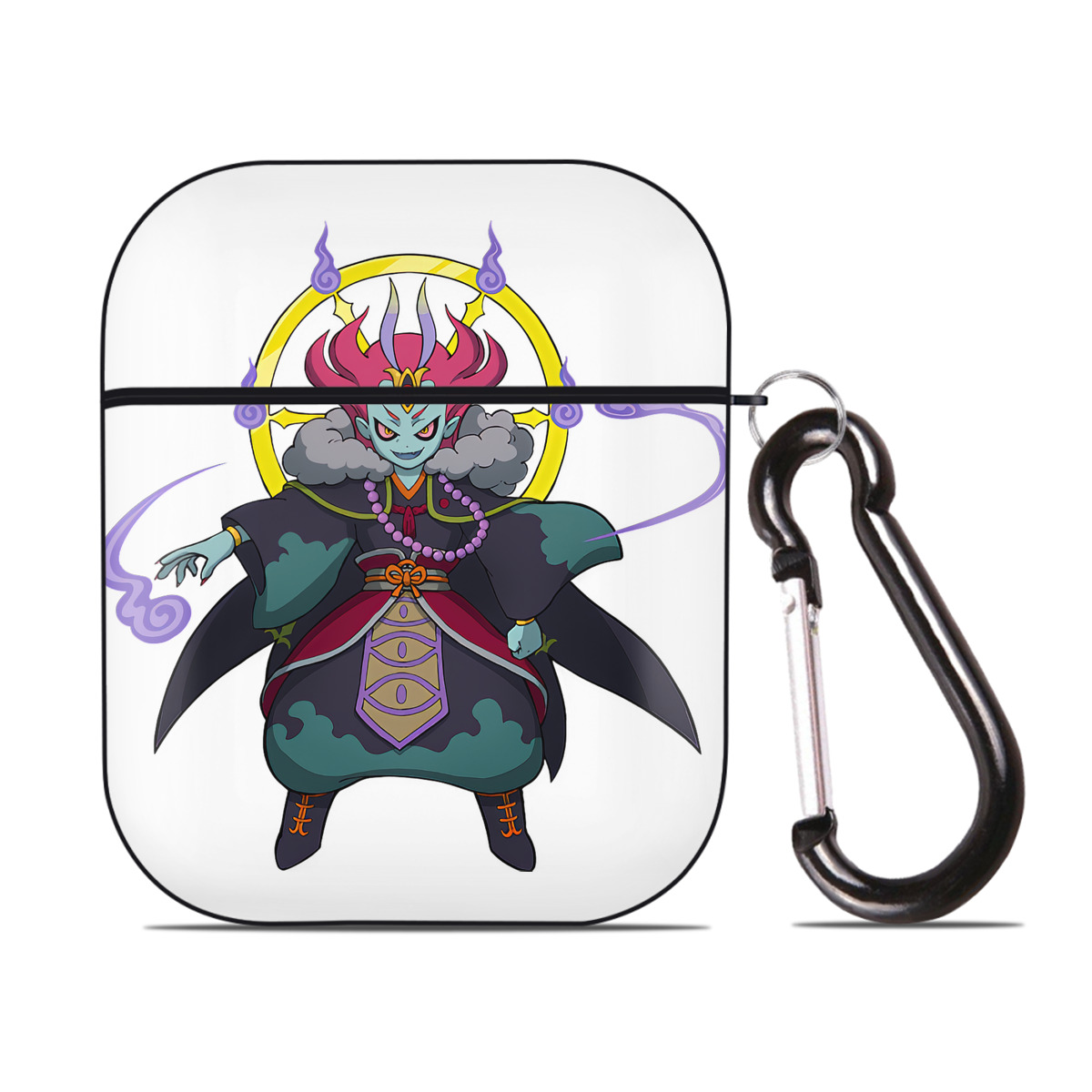 （画像用） 妖怪ウォッチ Yo-kai Watch AirPods 第2世代保護ケース ハードシェル ブラック 耐衝撃・防指紋・カラビナ付き