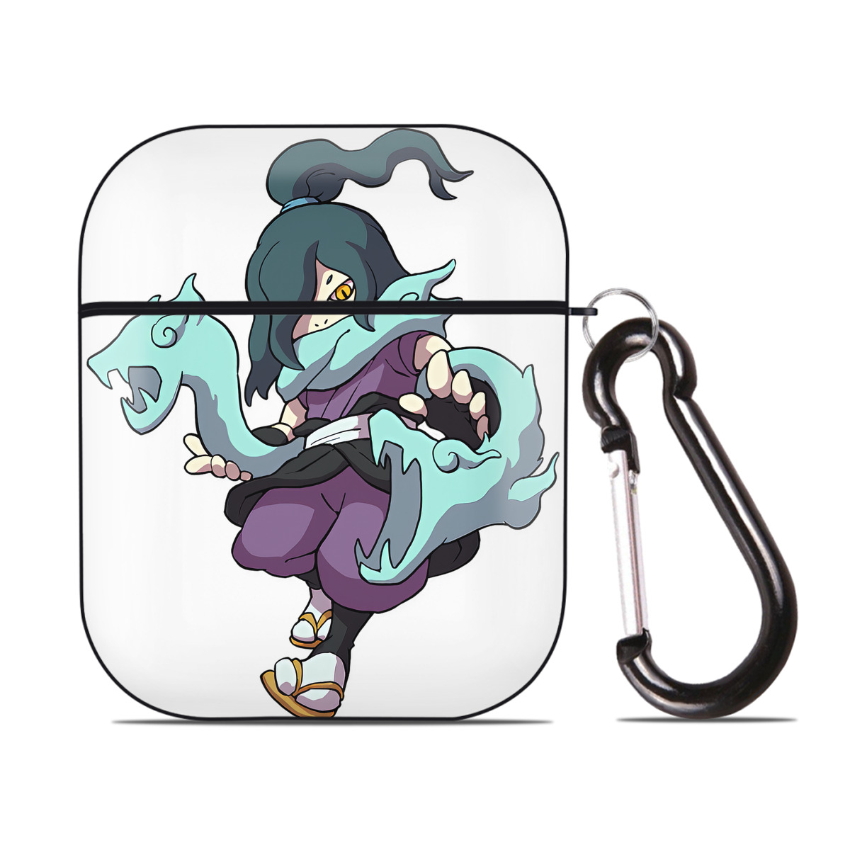 （画像用） 妖怪ウォッチ Yo-kai Watch AirPods 第2世代保護ケース ハードシェル ブラック 耐衝撃・防指紋・カラビナ付き