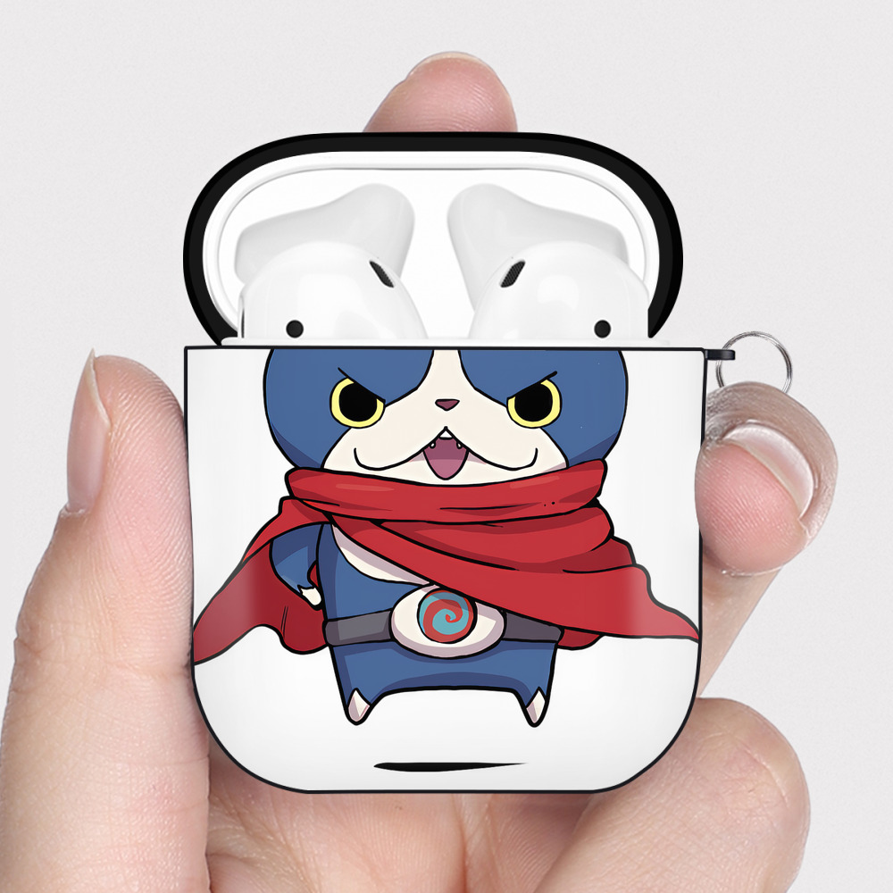 （画像用） 妖怪ウォッチ Yo-kai Watch AirPods 第2世代保護ケース ハードシェル ブラック 耐衝撃・防指紋・カラビナ付き