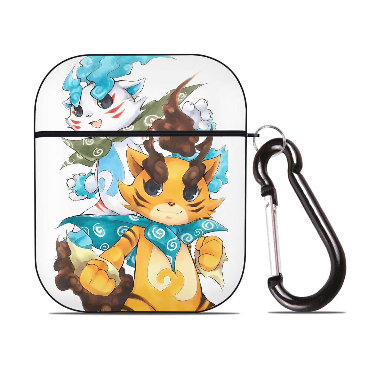 （画像用） 妖怪ウォッチ Yo-kai Watch AirPods 第2世代保護ケース ハードシェル ブラック 耐衝撃・防指紋・カラビナ付き