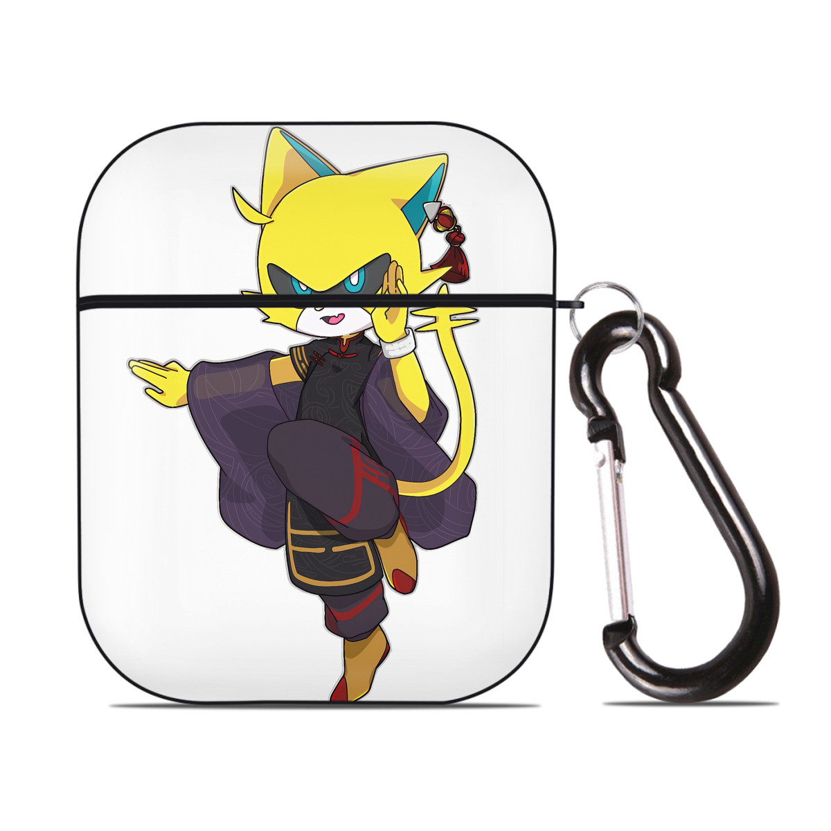 （画像用） 妖怪ウォッチ Yo-kai Watch AirPods 第2世代保護ケース ハードシェル ブラック 耐衝撃・防指紋・カラビナ付き