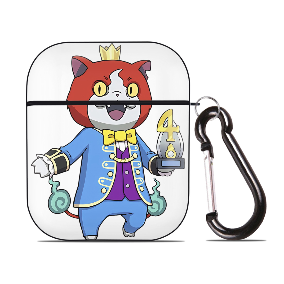 （画像用） 妖怪ウォッチ Yo-kai Watch AirPods 第2世代保護ケース ハードシェル ブラック 耐衝撃・防指紋・カラビナ付き
