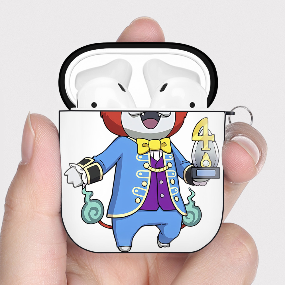 （画像用） 妖怪ウォッチ Yo-kai Watch AirPods 第2世代保護ケース ハードシェル ブラック 耐衝撃・防指紋・カラビナ付き