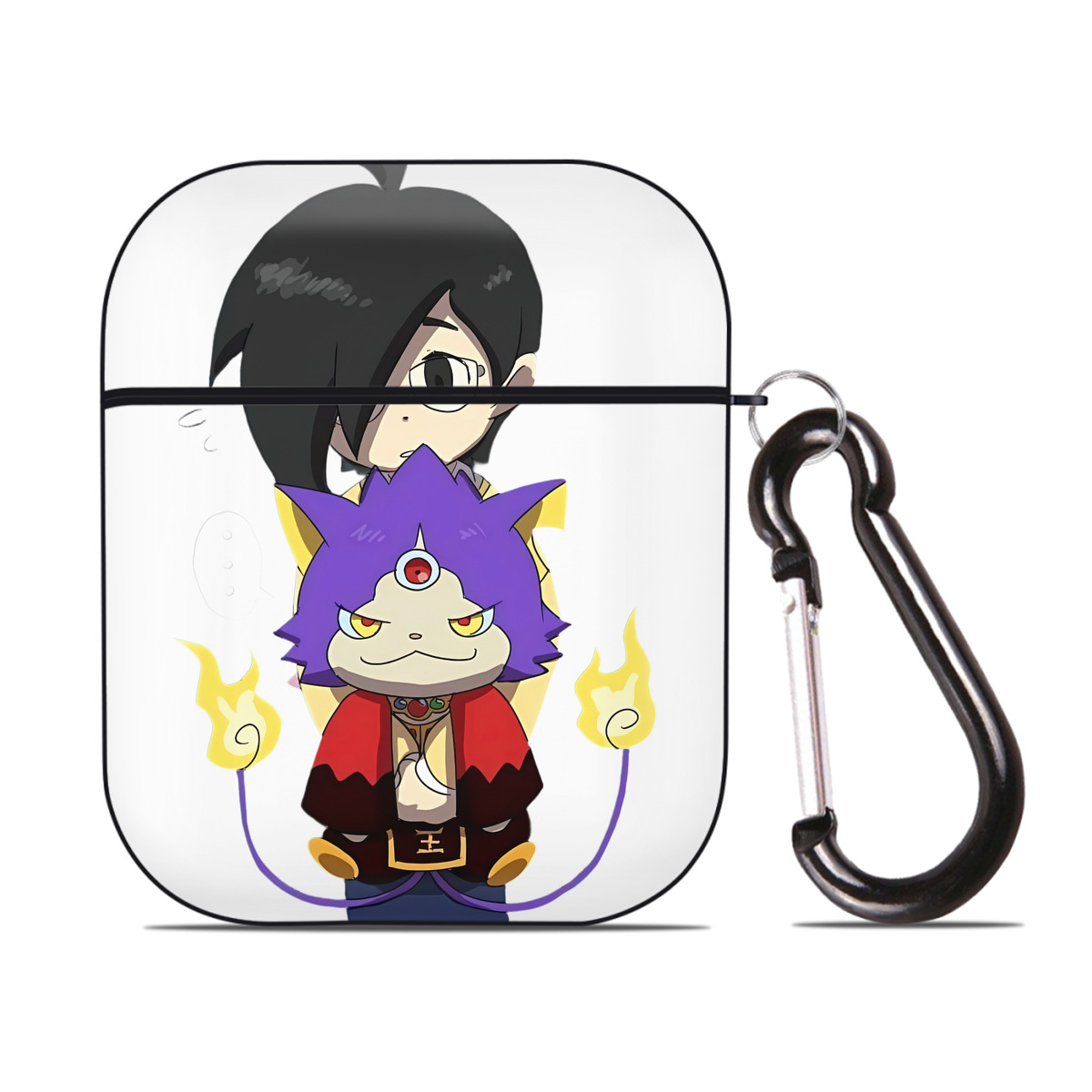 （画像用） 妖怪ウォッチ Yo-kai Watch AirPods 第2世代保護ケース ハードシェル ブラック 耐衝撃・防指紋・カラビナ付き