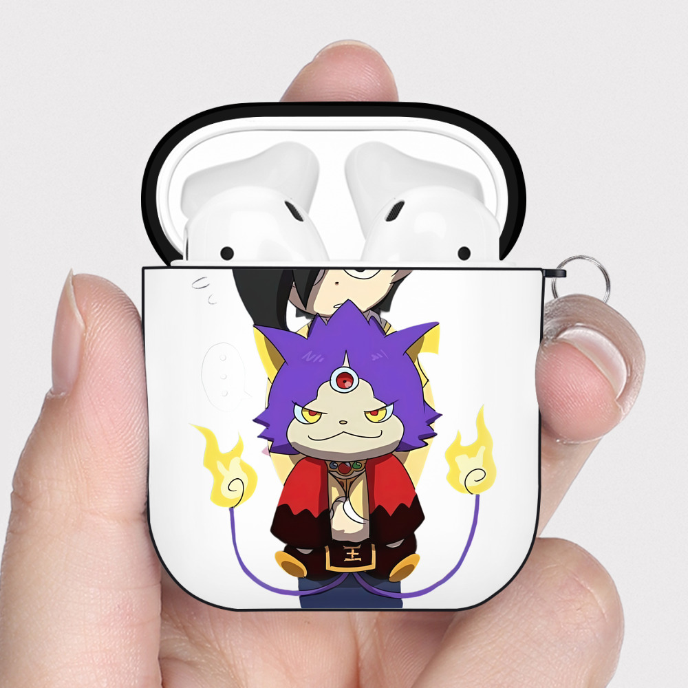 （画像用） 妖怪ウォッチ Yo-kai Watch AirPods 第2世代保護ケース ハードシェル ブラック 耐衝撃・防指紋・カラビナ付き