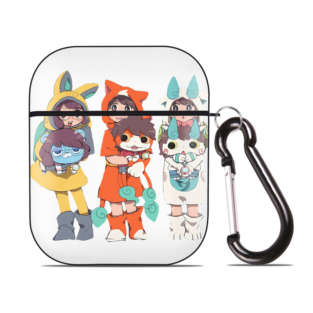 （画像用） 妖怪ウォッチ Yo-kai Watch AirPods 第2世代保護ケース ハードシェル ブラック 耐衝撃・防指紋・カラビナ付き