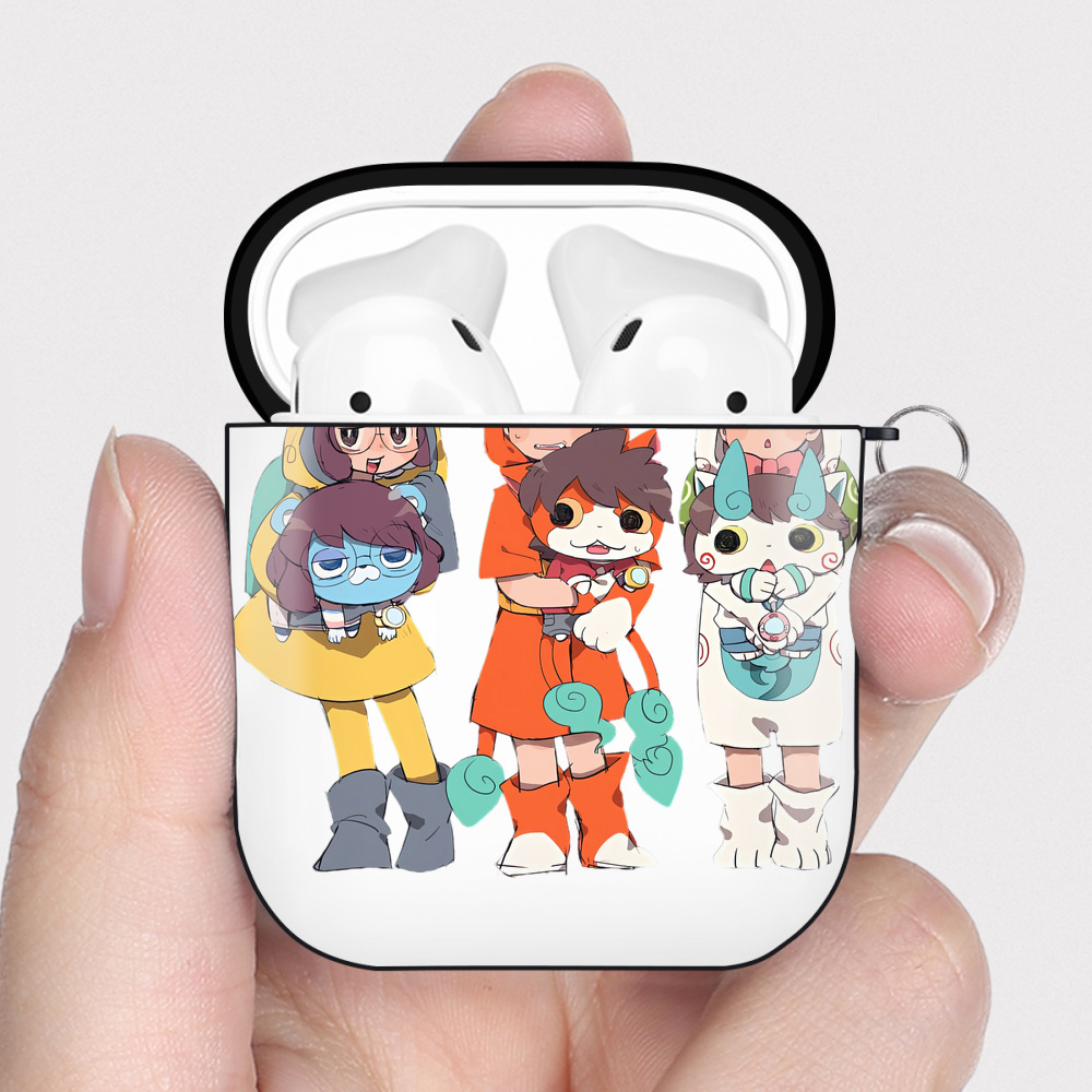 （画像用） 妖怪ウォッチ Yo-kai Watch AirPods 第2世代保護ケース ハードシェル ブラック 耐衝撃・防指紋・カラビナ付き