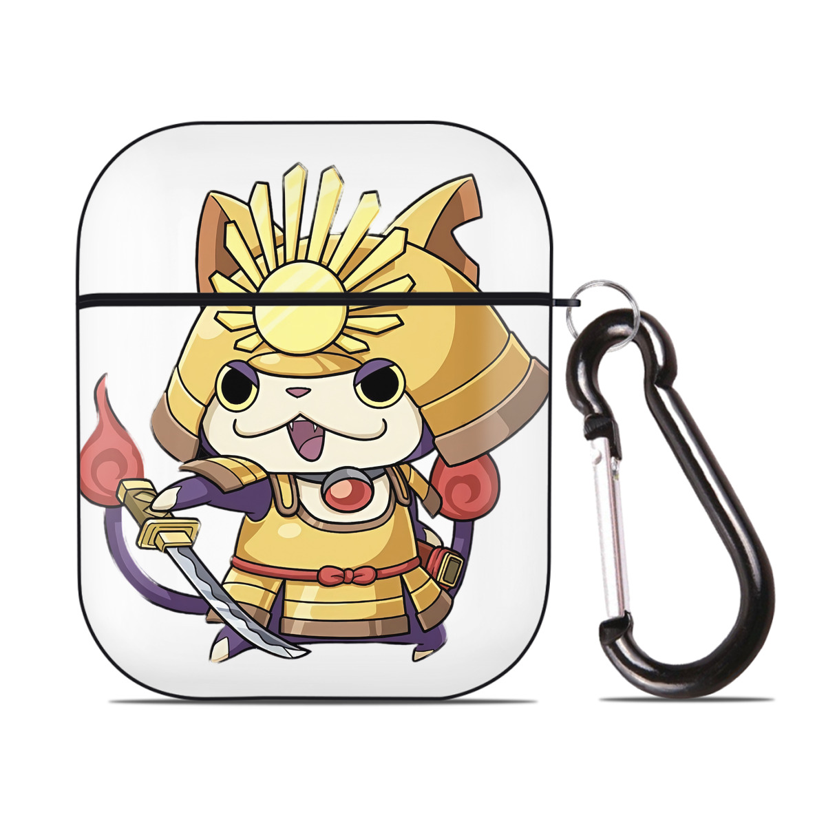 （画像用） 妖怪ウォッチ Yo-kai Watch AirPods 第2世代保護ケース ハードシェル ブラック 耐衝撃・防指紋・カラビナ付き