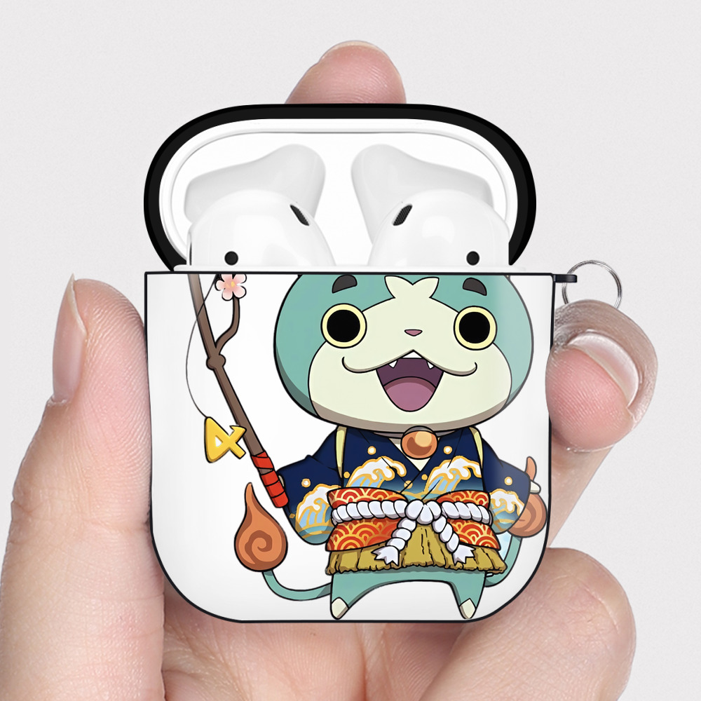 （画像用） 妖怪ウォッチ Yo-kai Watch AirPods 第2世代保護ケース ハードシェル ブラック 耐衝撃・防指紋・カラビナ付き