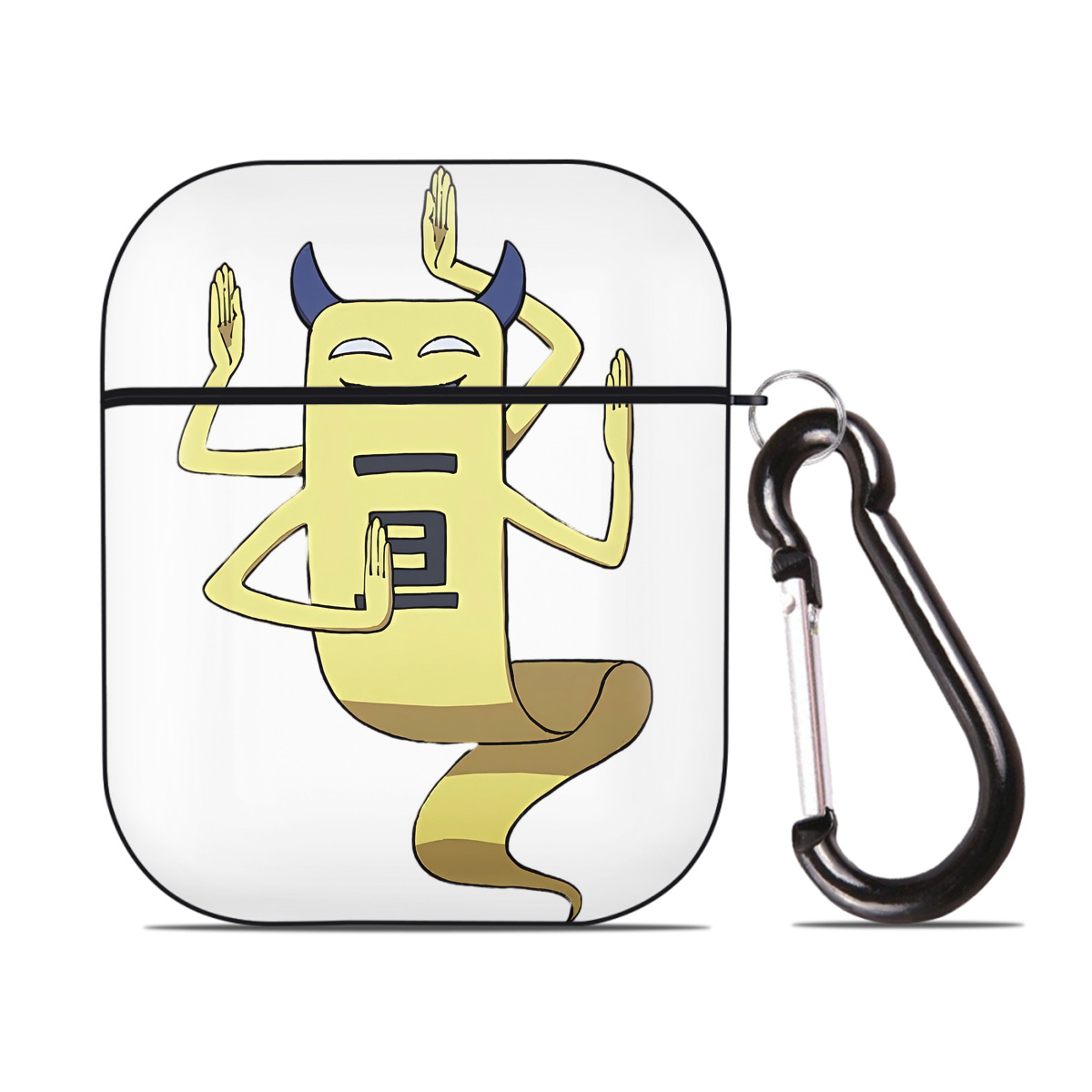 （画像用） 妖怪ウォッチ Yo-kai Watch AirPods 第2世代保護ケース ハードシェル ブラック 耐衝撃・防指紋・カラビナ付き