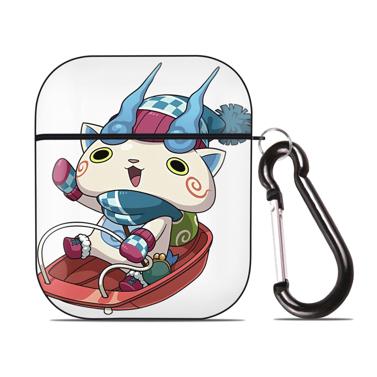 （画像用） 妖怪ウォッチ Yo-kai Watch AirPods 第2世代保護ケース ハードシェル ブラック 耐衝撃・防指紋・カラビナ付き