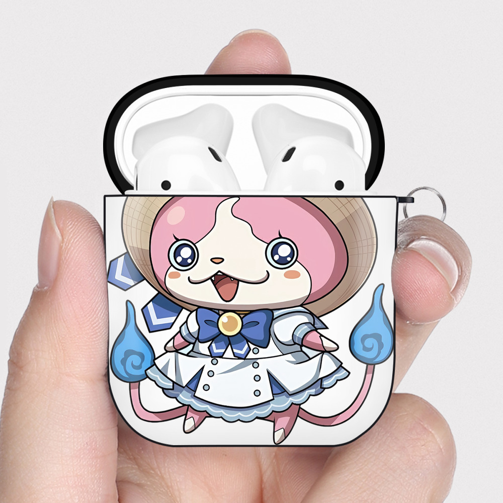（画像用） 妖怪ウォッチ Yo-kai Watch AirPods 第2世代保護ケース ハードシェル ブラック 耐衝撃・防指紋・カラビナ付き