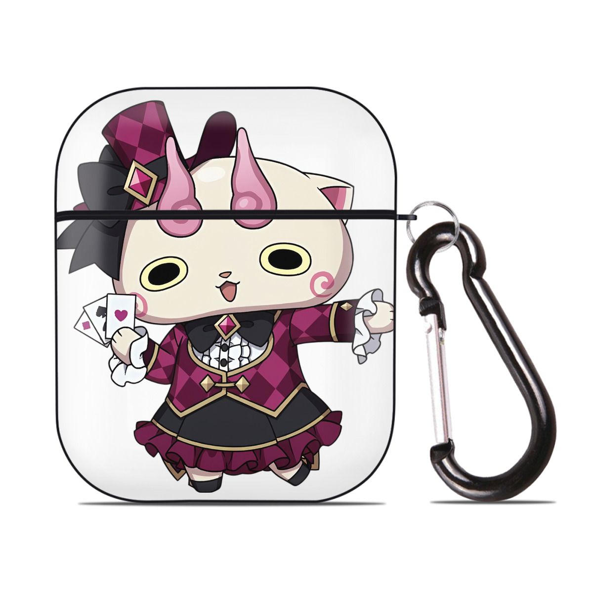（画像用） 妖怪ウォッチ Yo-kai Watch AirPods 第2世代保護ケース ハードシェル ブラック 耐衝撃・防指紋・カラビナ付き