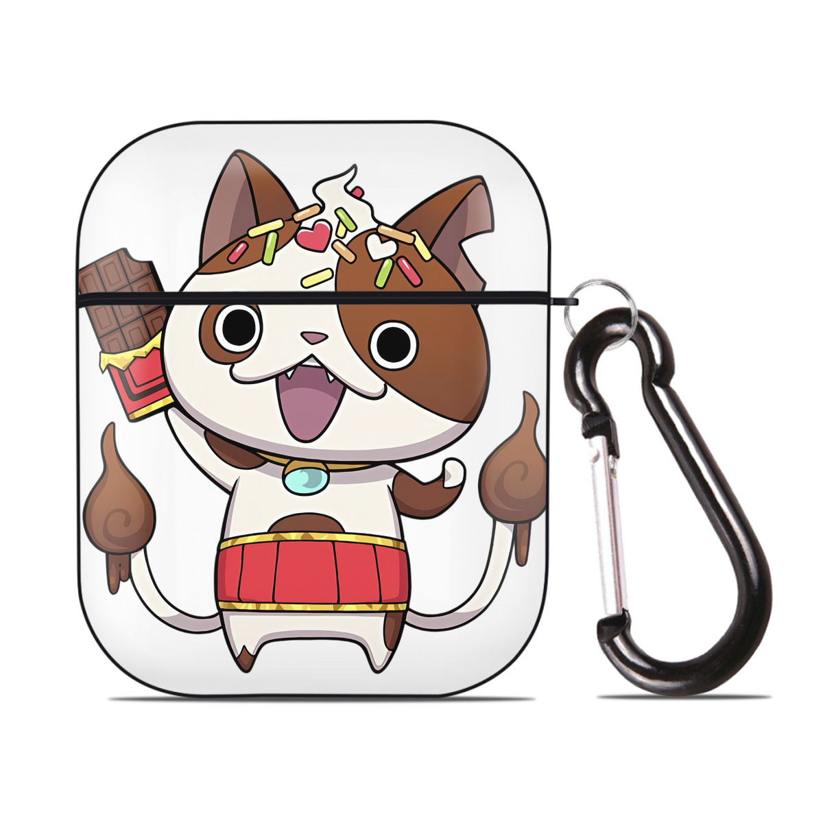 （画像用） 妖怪ウォッチ Yo-kai Watch AirPods 第2世代保護ケース ハードシェル ブラック 耐衝撃・防指紋・カラビナ付き