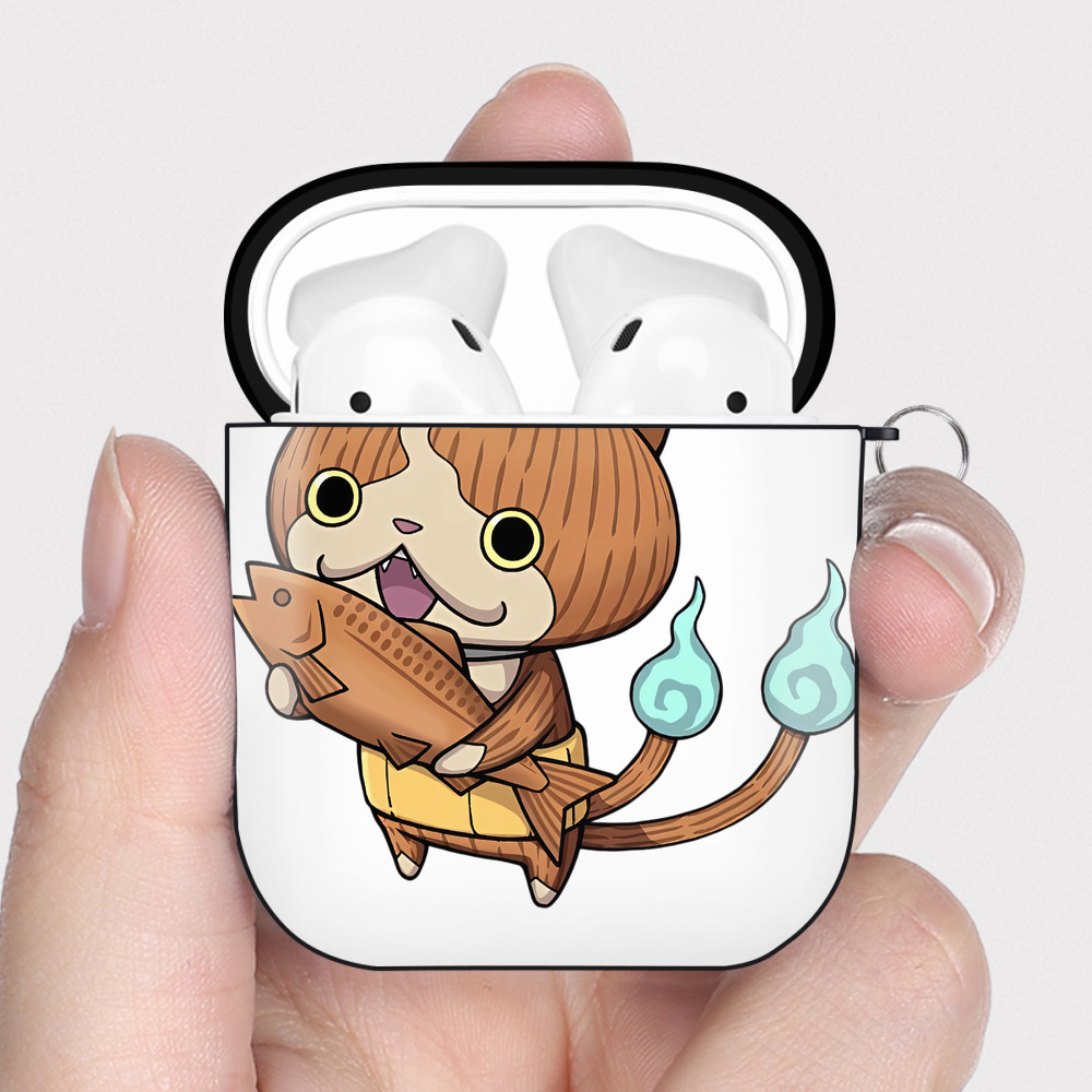 （画像用） 妖怪ウォッチ Yo-kai Watch AirPods 第2世代保護ケース ハードシェル ブラック 耐衝撃・防指紋・カラビナ付き