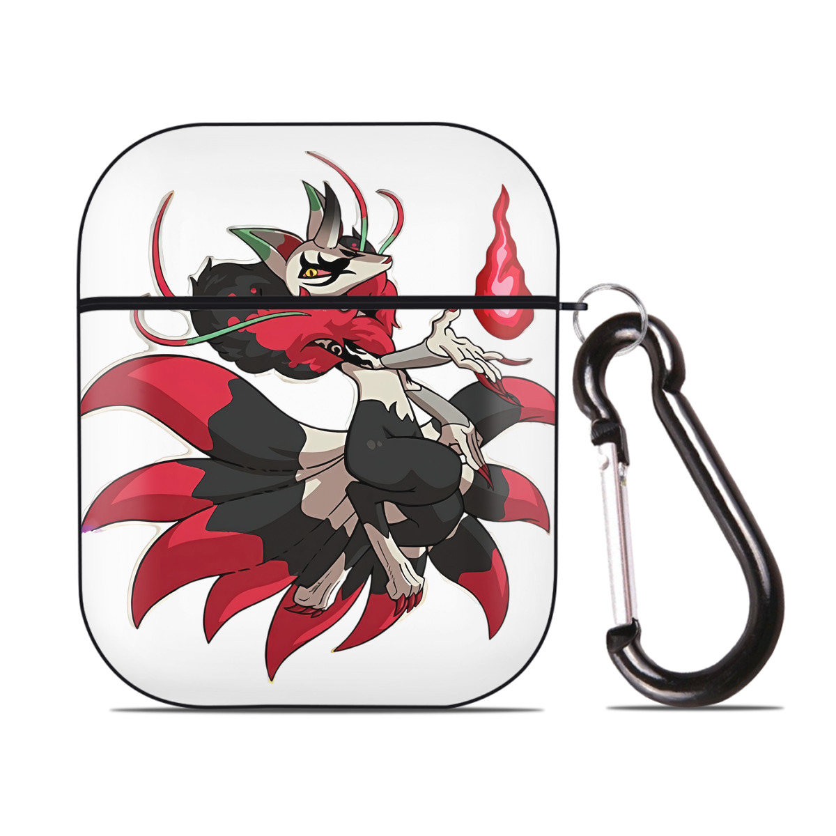 （画像用） 妖怪ウォッチ Yo-kai Watch AirPods 第2世代保護ケース ハードシェル ブラック 耐衝撃・防指紋・カラビナ付き