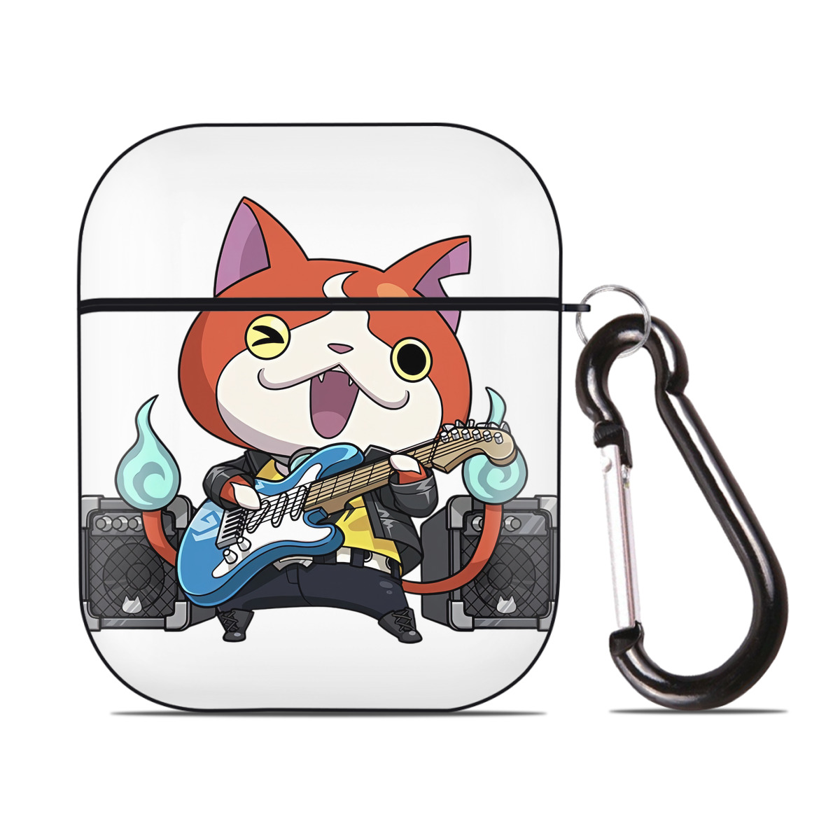 （画像用） 妖怪ウォッチ Yo-kai Watch AirPods 第2世代保護ケース ハードシェル ブラック 耐衝撃・防指紋・カラビナ付き